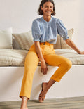 Turn Up Linen Trousers-Zinnia Yellow