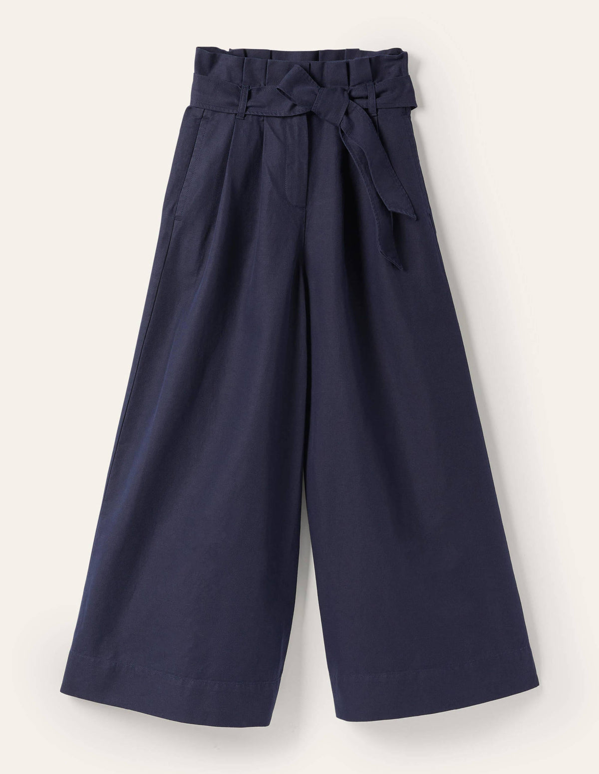 Linen Blend Wide Leg Culottes-Navy - Image 5