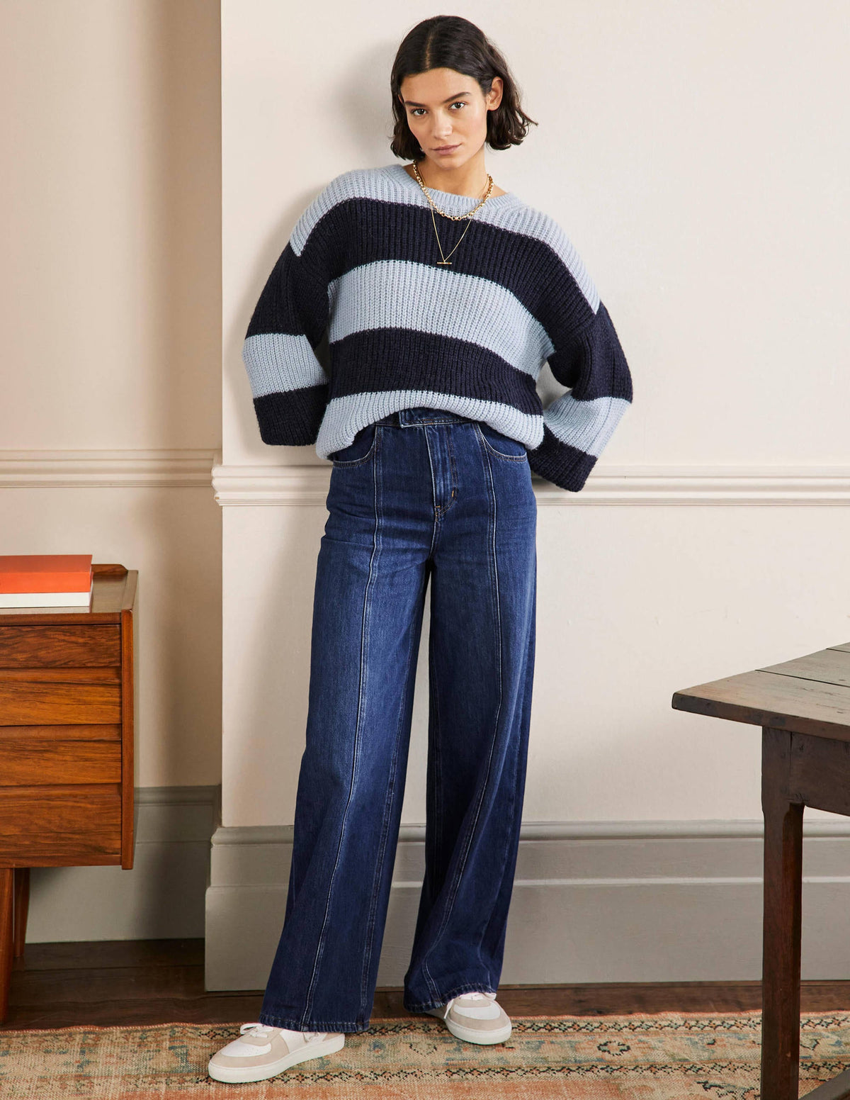 Wide Leg Seam Detail Jeans-Mid Vintage - Image 1