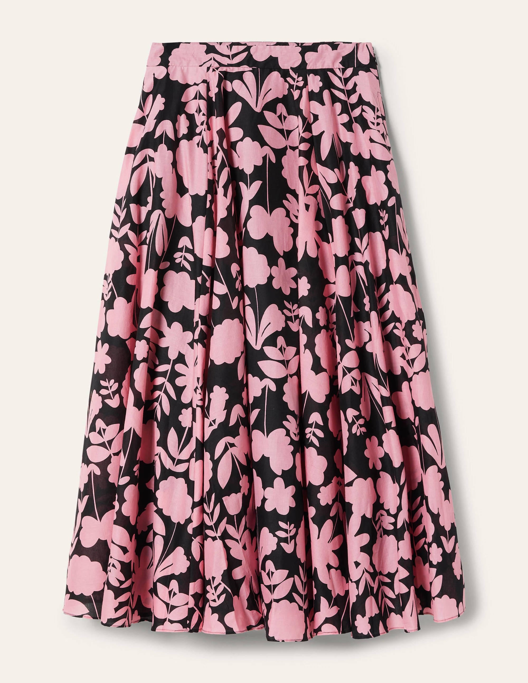Full Cotton Midi Skirt-Formica Pink, Flora Bloom - Image 5