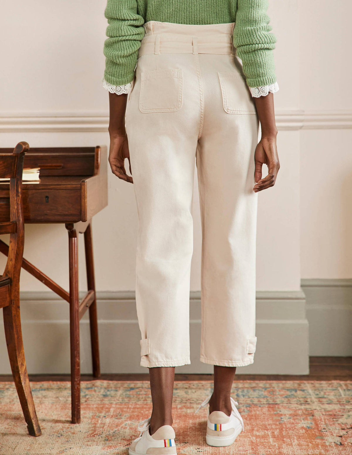 Cuffed Hem Jeans-Oat Milk - Image 3