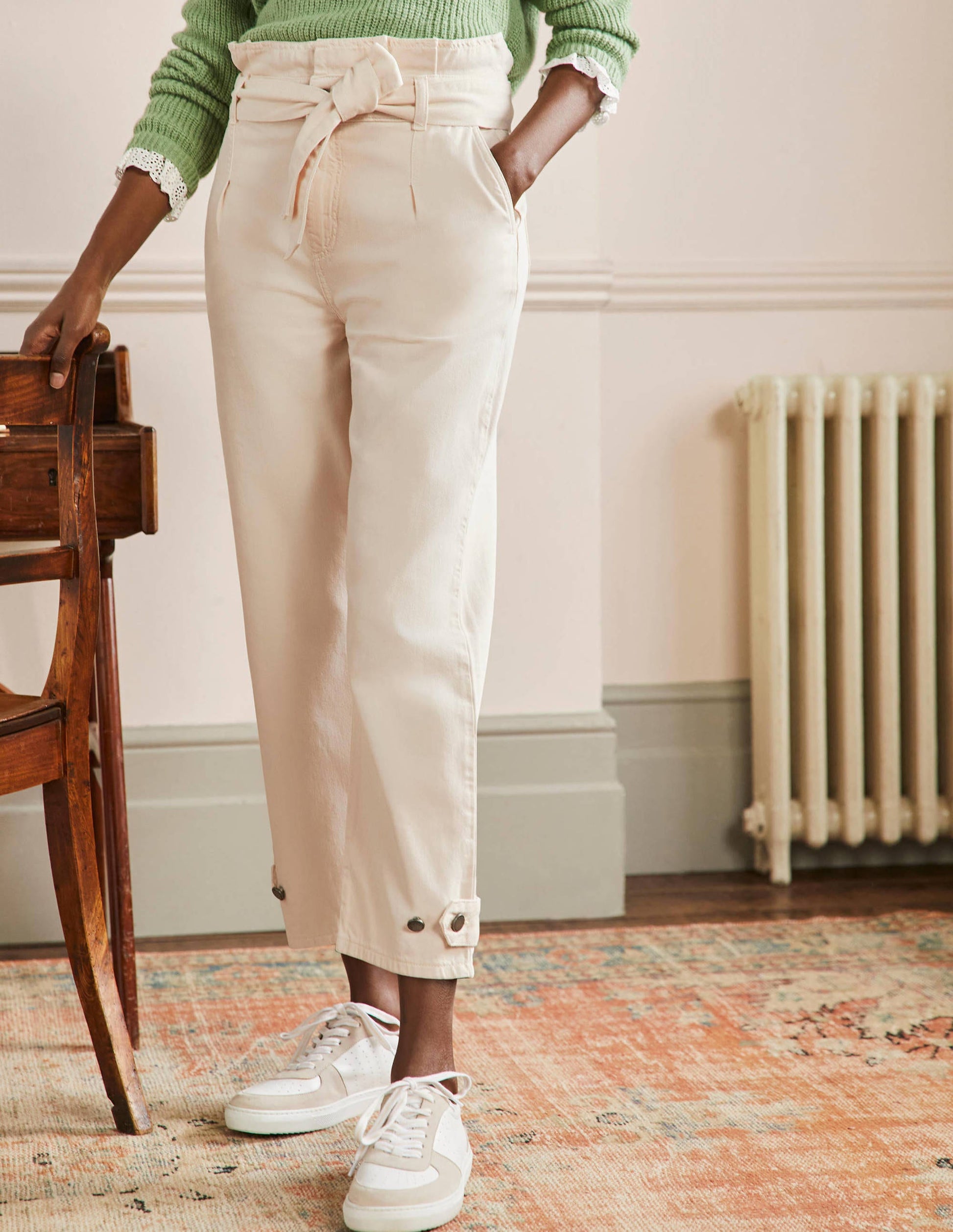 Cuffed Hem Jeans-Oat Milk-4