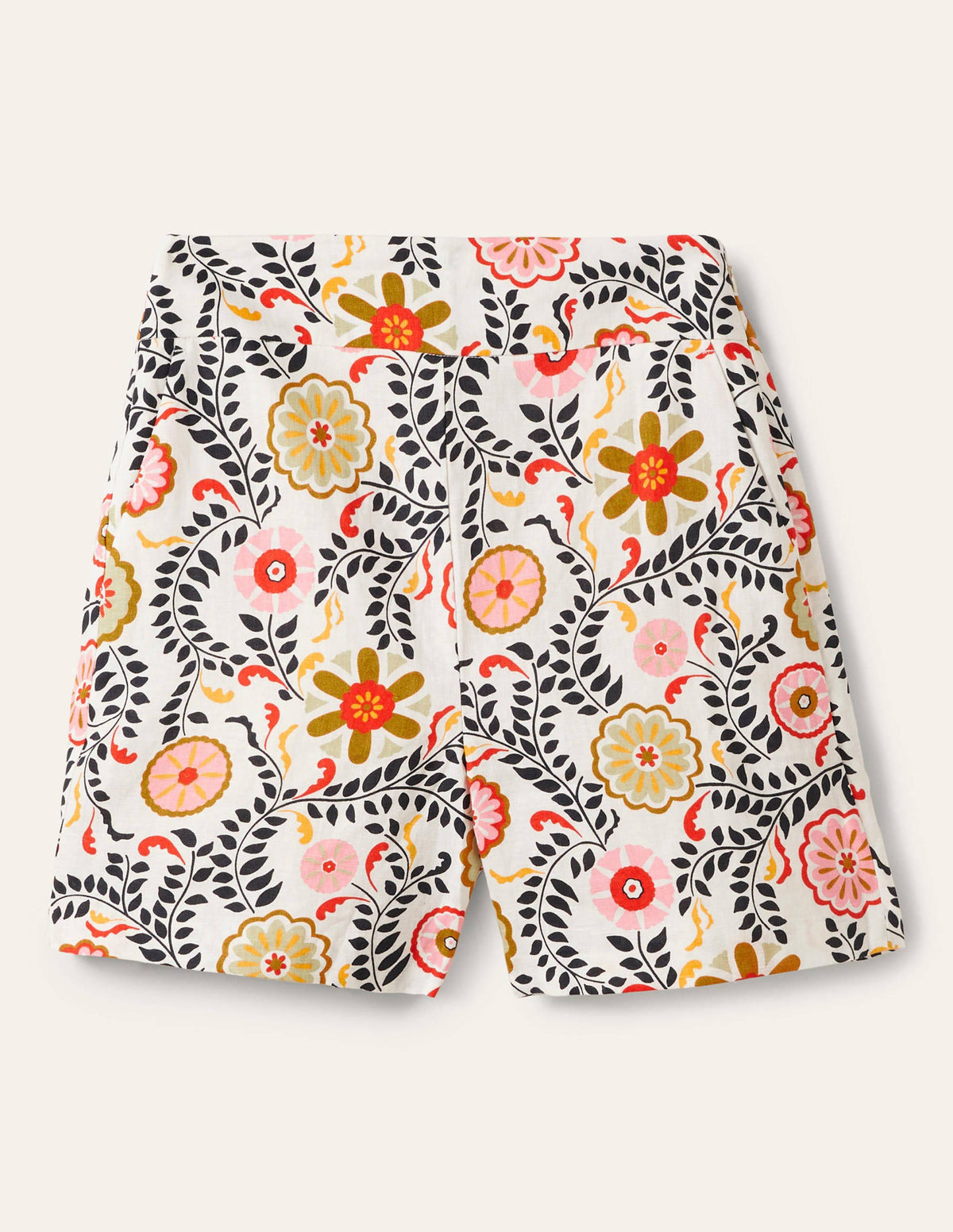 Georgina Linen Shorts-Ivory, Opulent Garden-5
