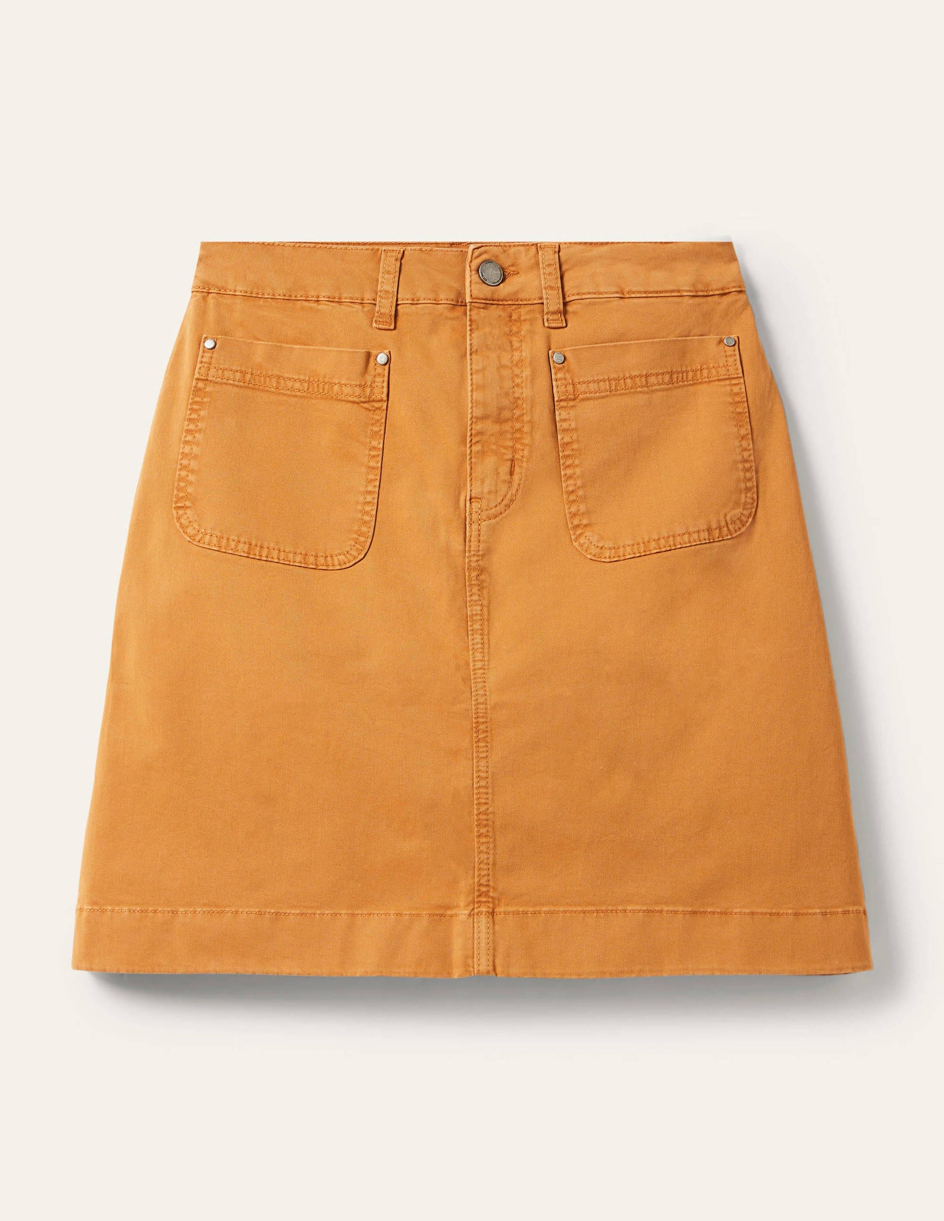 Patch Pocket Skirt-Teak Wood Brown-5