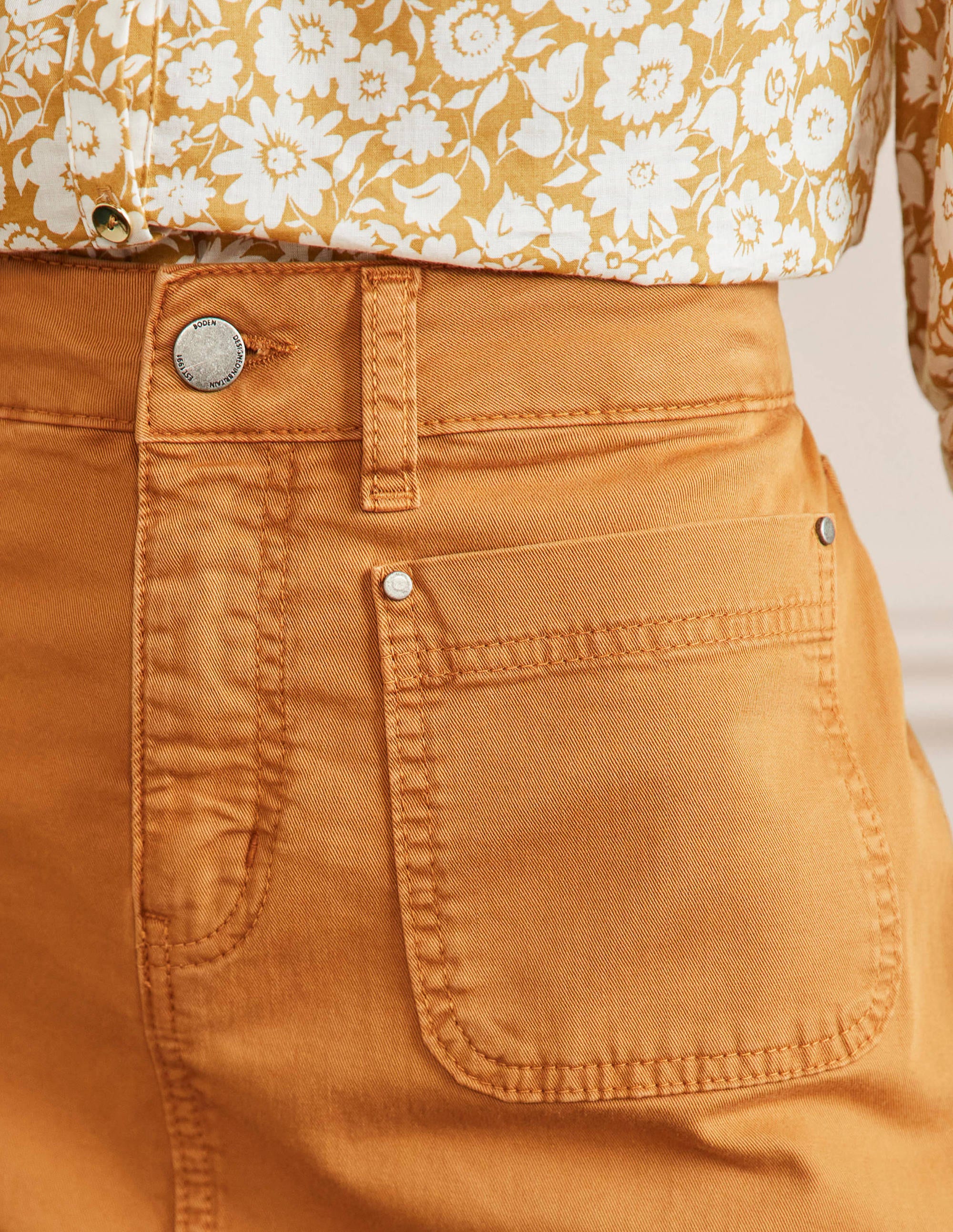 Patch Pocket Skirt-Teak Wood Brown - Image 2