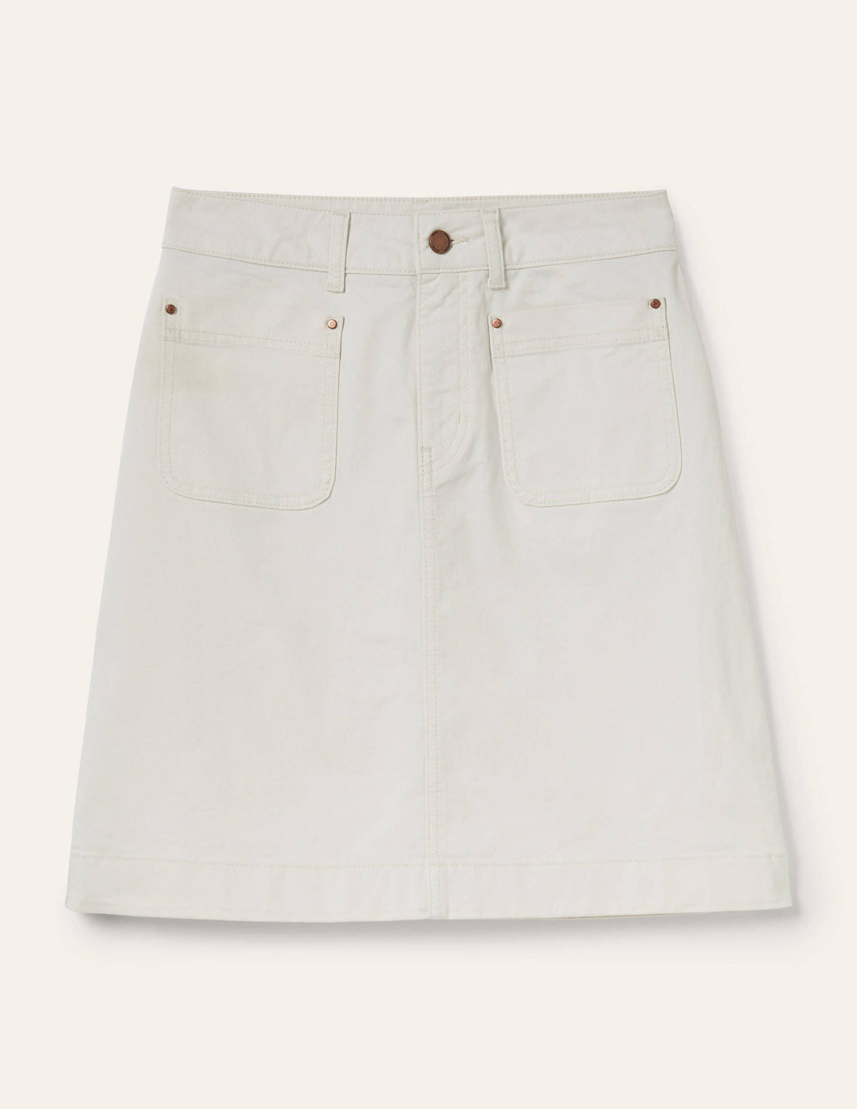 Patch Pocket Skirt-Ecru-5