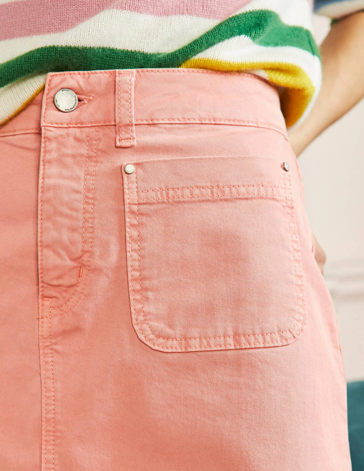 Patch Pocket Skirt-Mauve Flower Pink - Image 2
