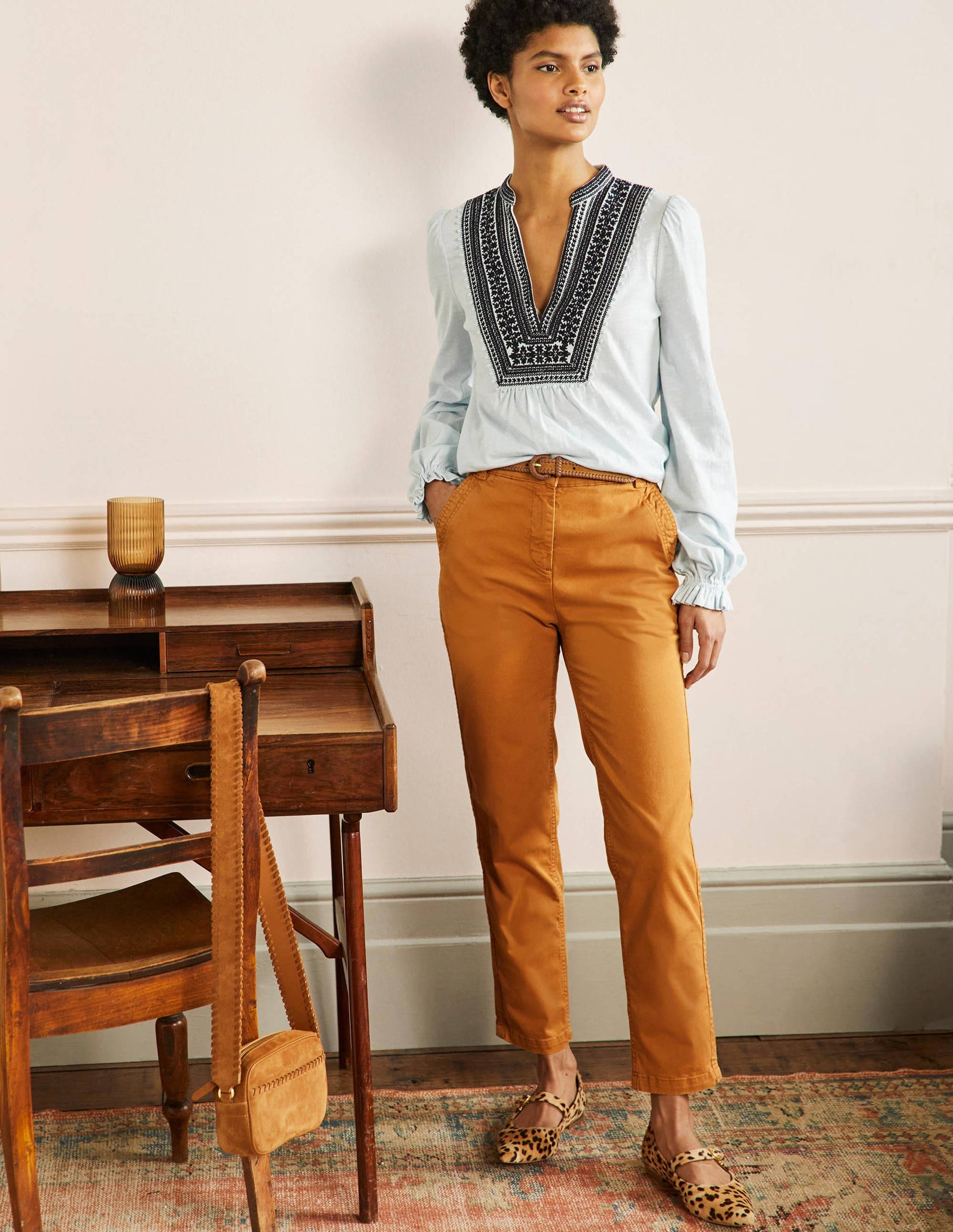 Classic Chino Trousers-Teak Wood Brown-1