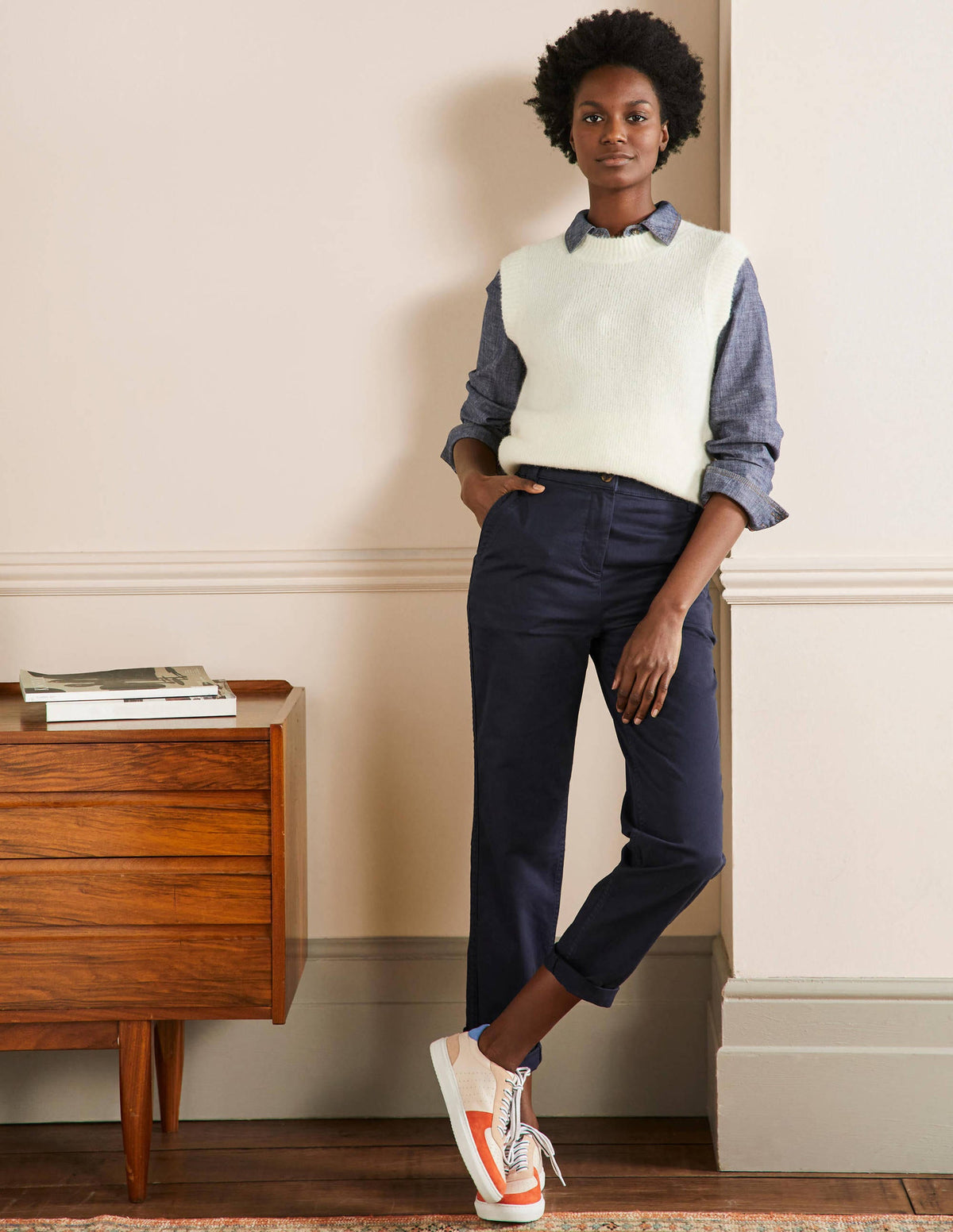 Classic Chino Trousers-Navy-1