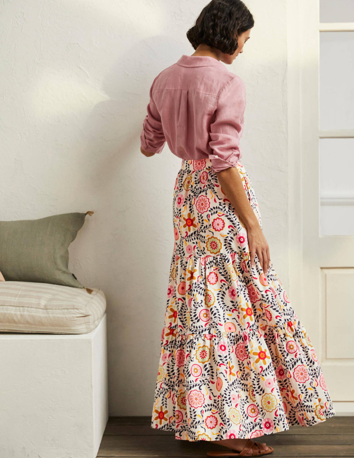 Lorna Tiered Maxi Skirt-Ivory, Opulent Garden-3