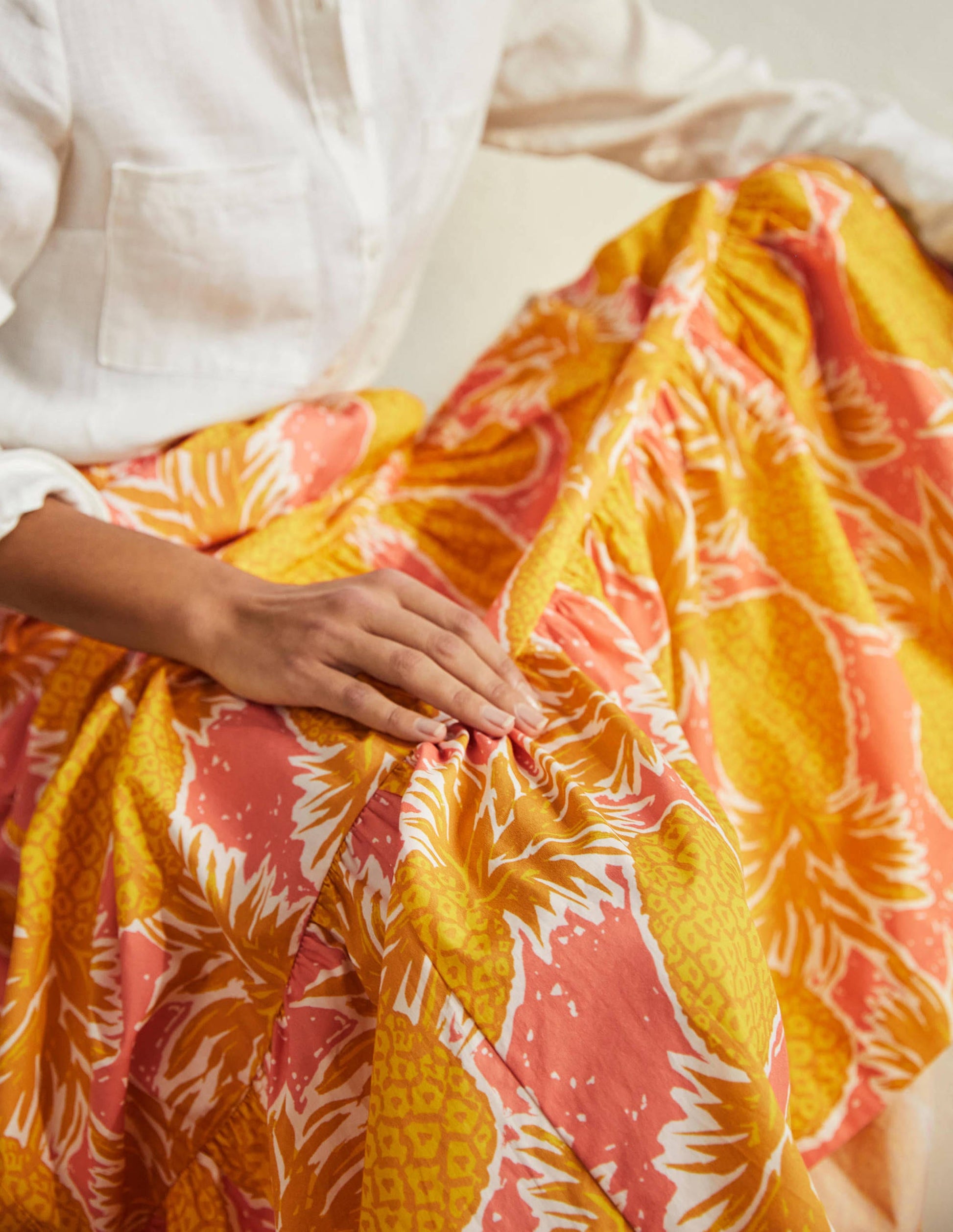 Lorna Tiered Maxi Skirt-Brioche, Pineapple Cluster-2