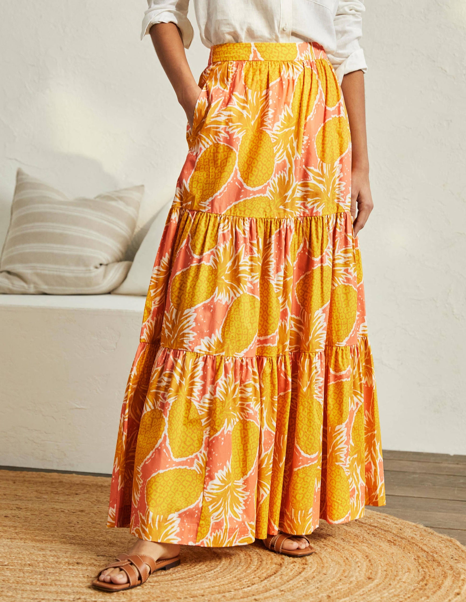 Lorna Tiered Maxi Skirt-Brioche, Pineapple Cluster-4