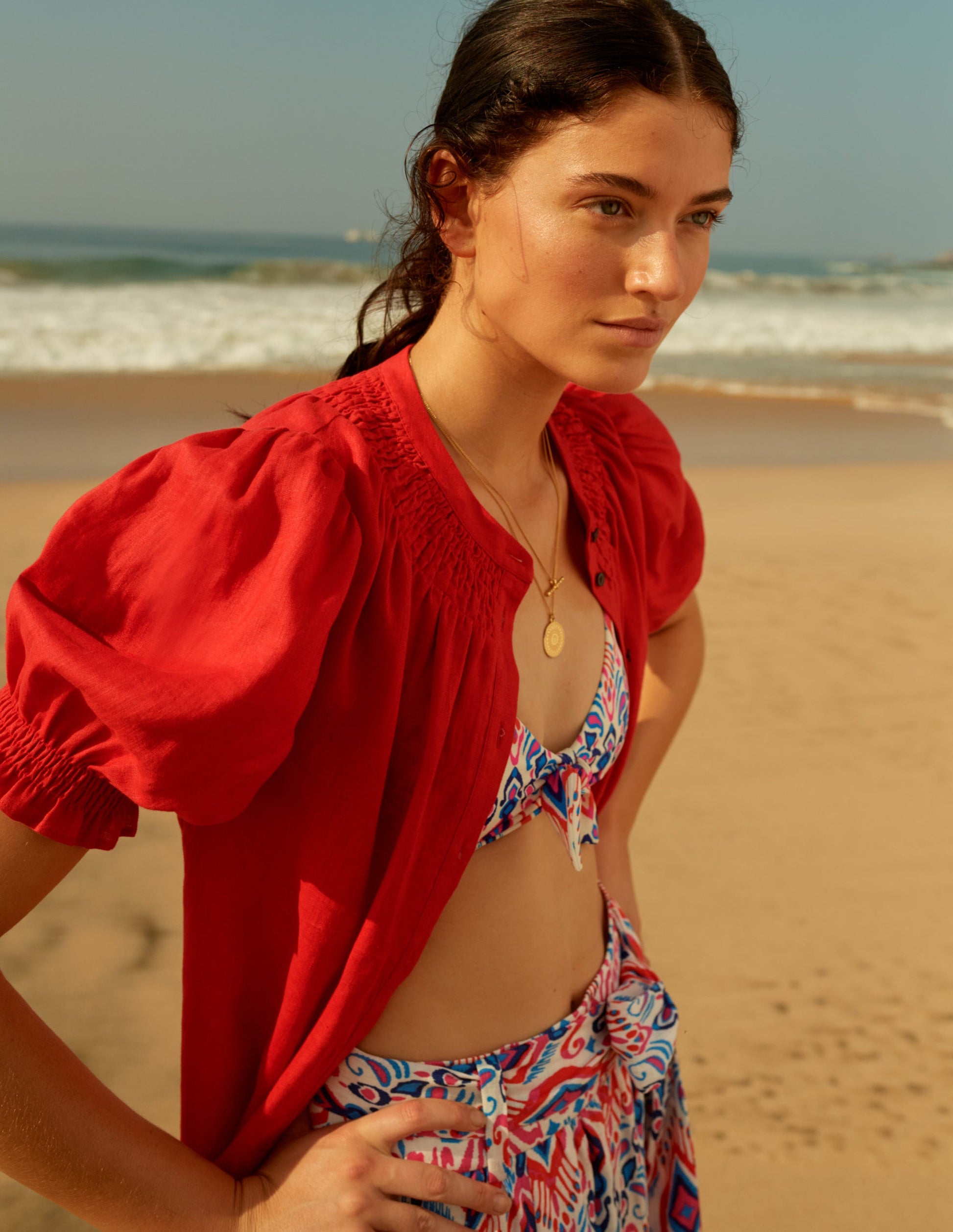 Rosemary Linen Midi Skirt-Ikat Paradise-5