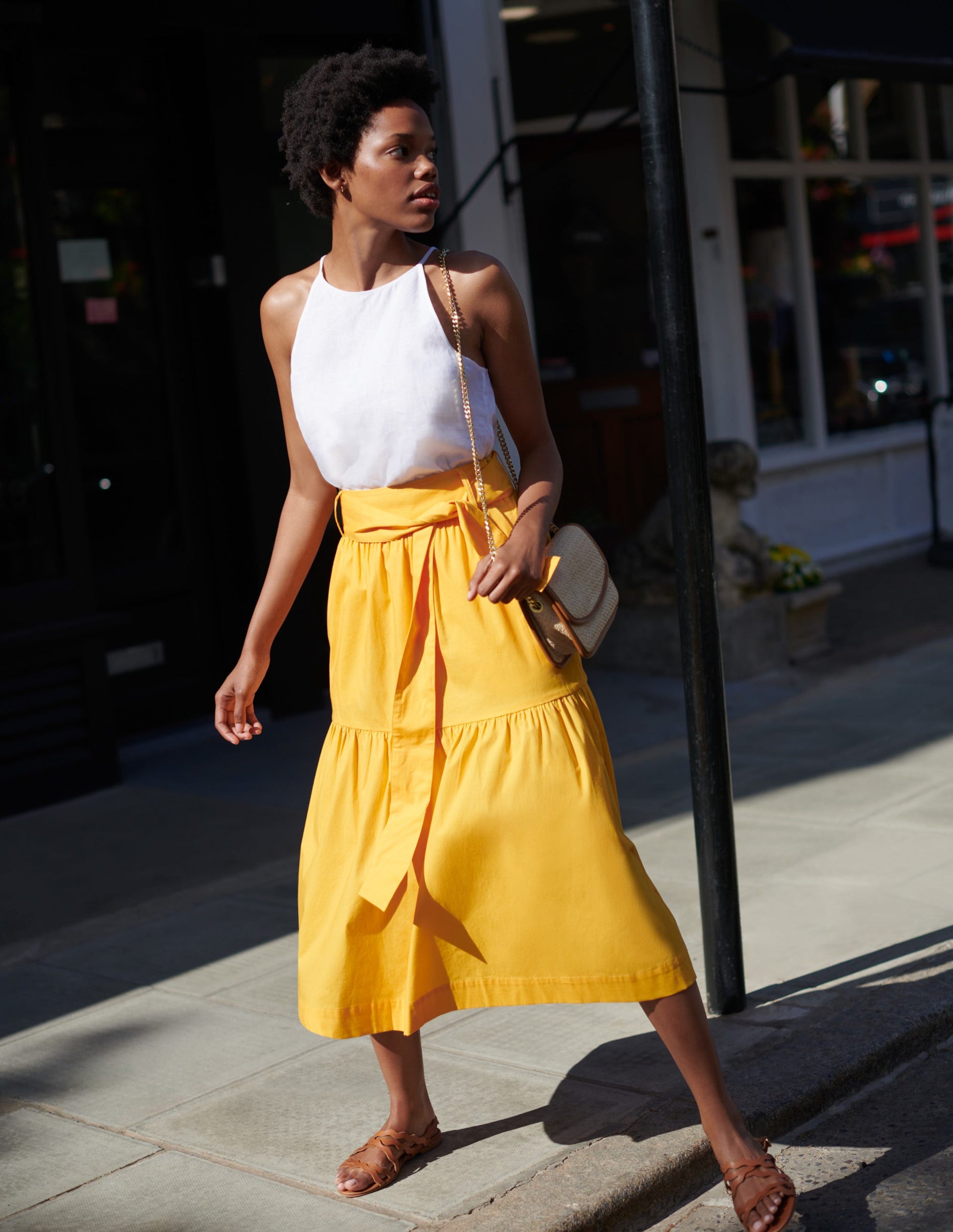 Tiered Belted Midi Skirt-Honeycomb-16