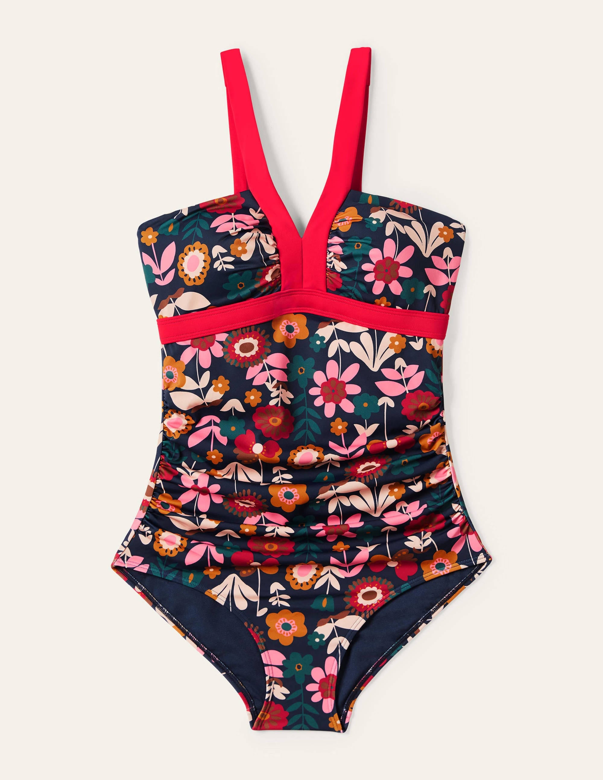 Corsica V-neck Swimsuit-French Navy, Flora Bloom - Image 6