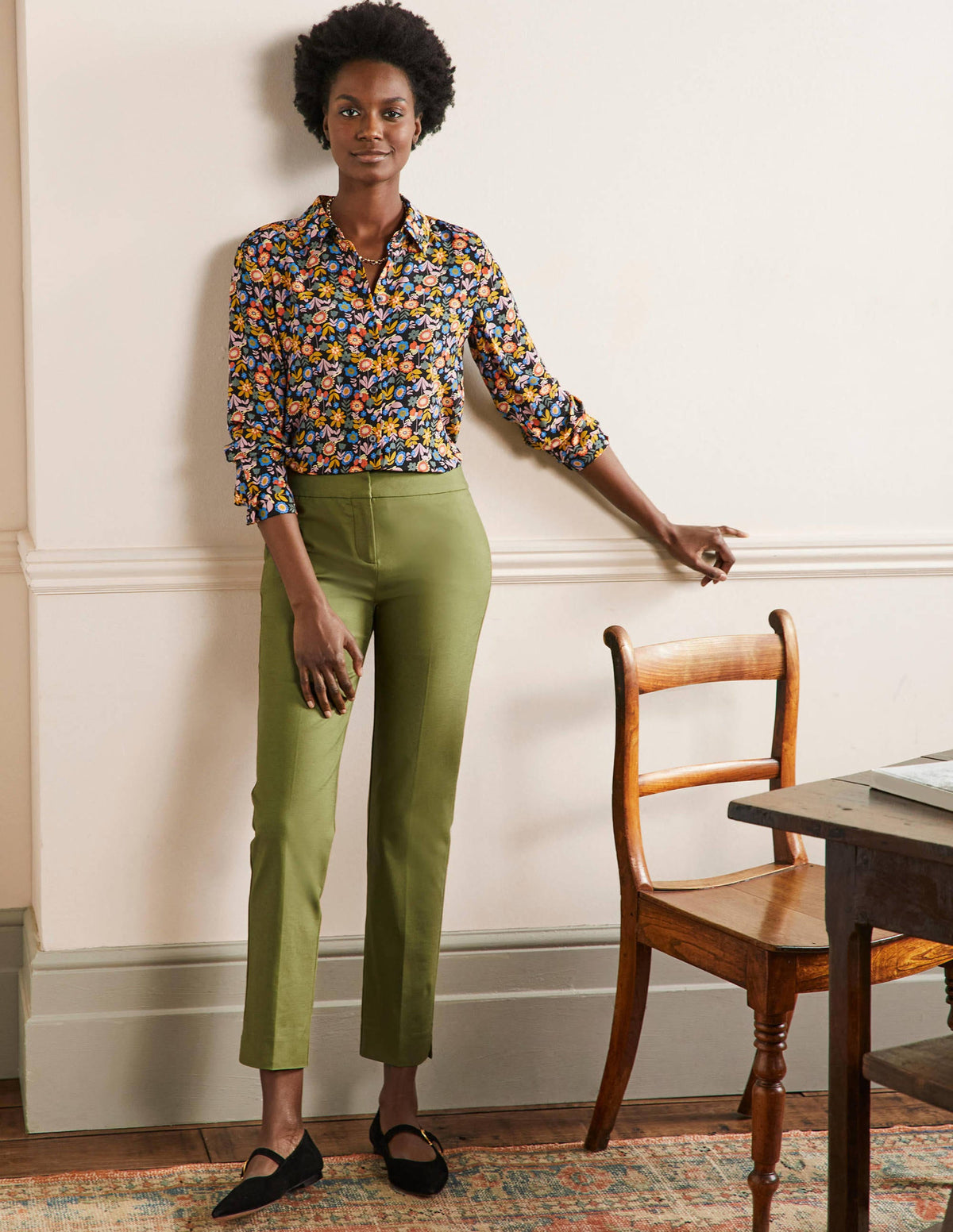 Richmond 7/8 Trouser-Pea Green-1