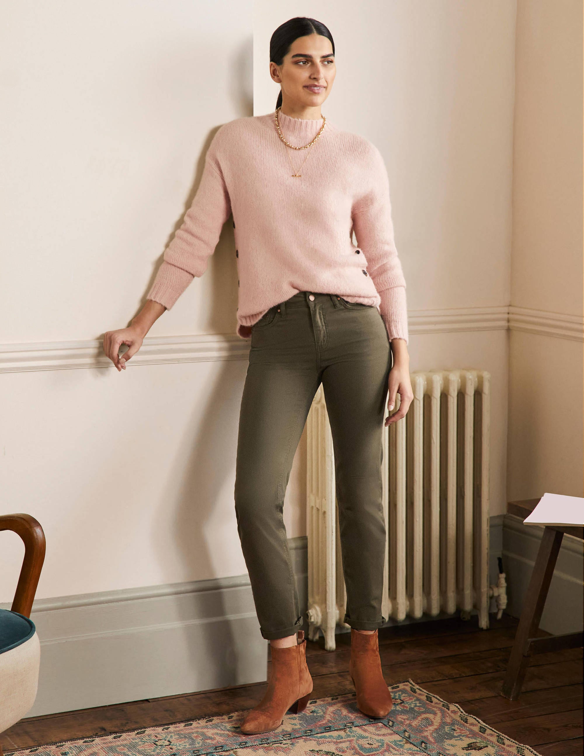 Slim Straight Jeans-Khaki - Image 1