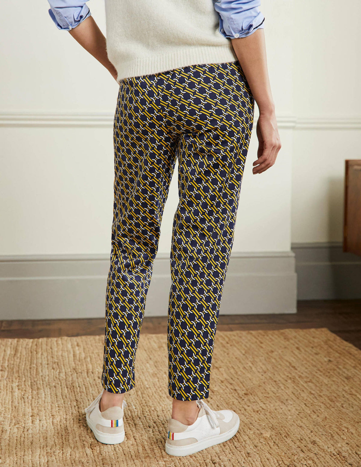Pull On Trousers-Navy, Chain Geo - Image 3