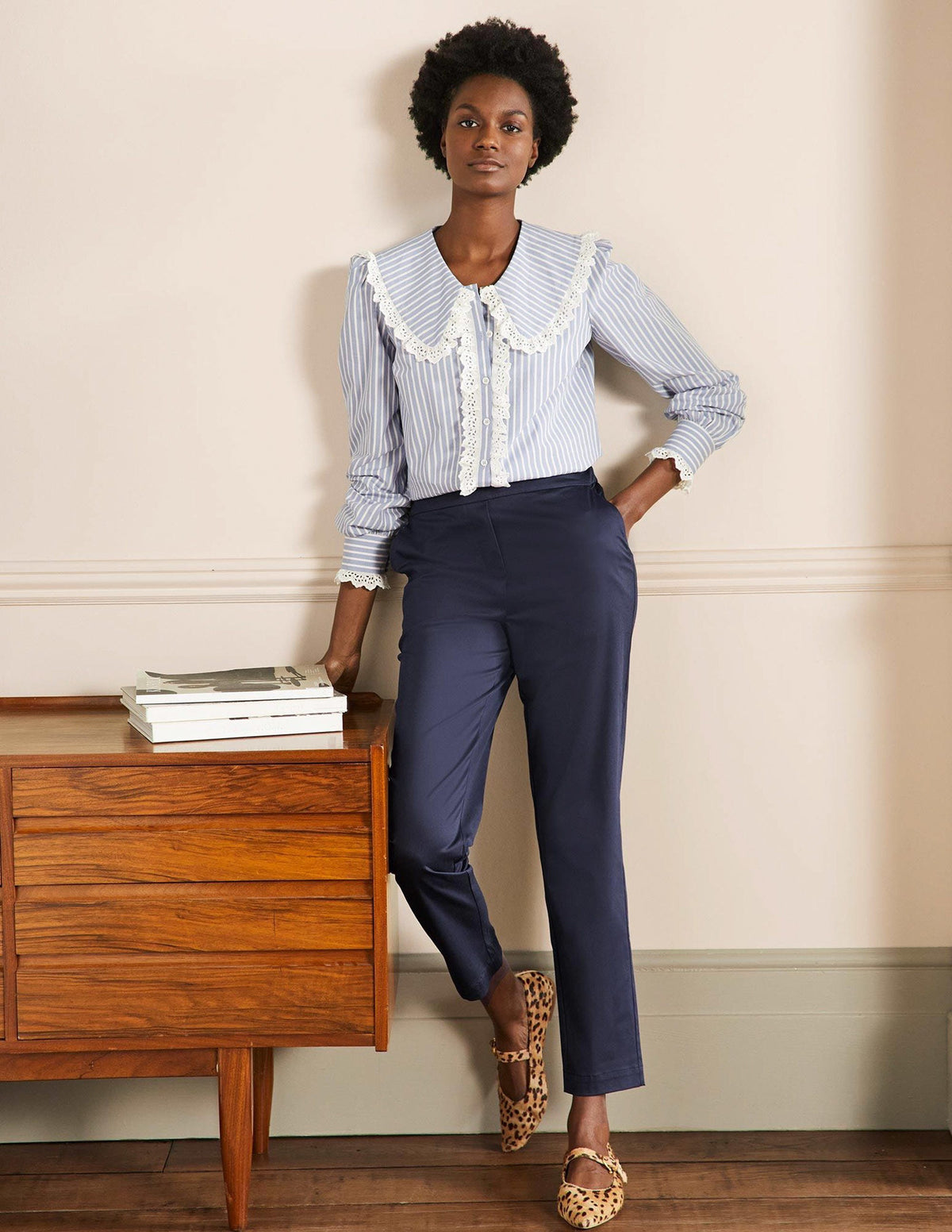 Pull On Trousers-Navy - Image 1