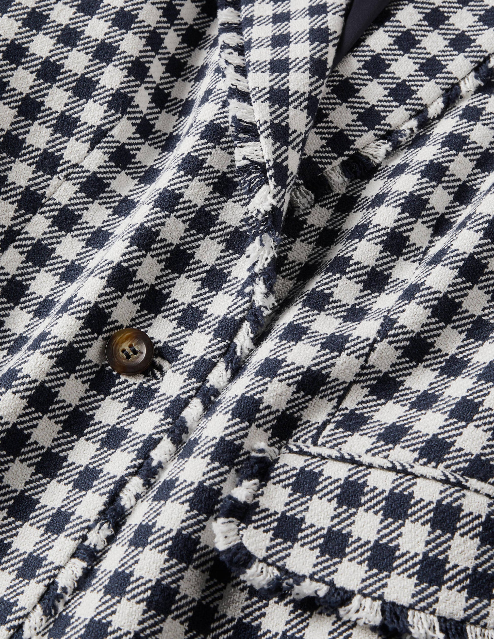 Hever Cotton Twill Blazer-French Navy Gingham-6