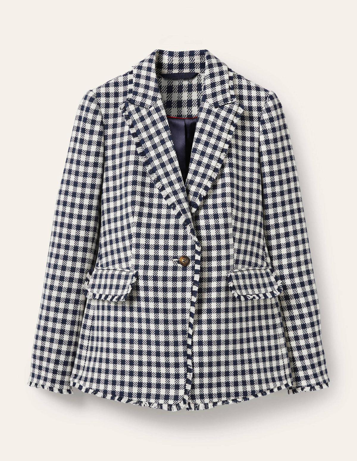 Hever Cotton Twill Blazer-French Navy Gingham-7