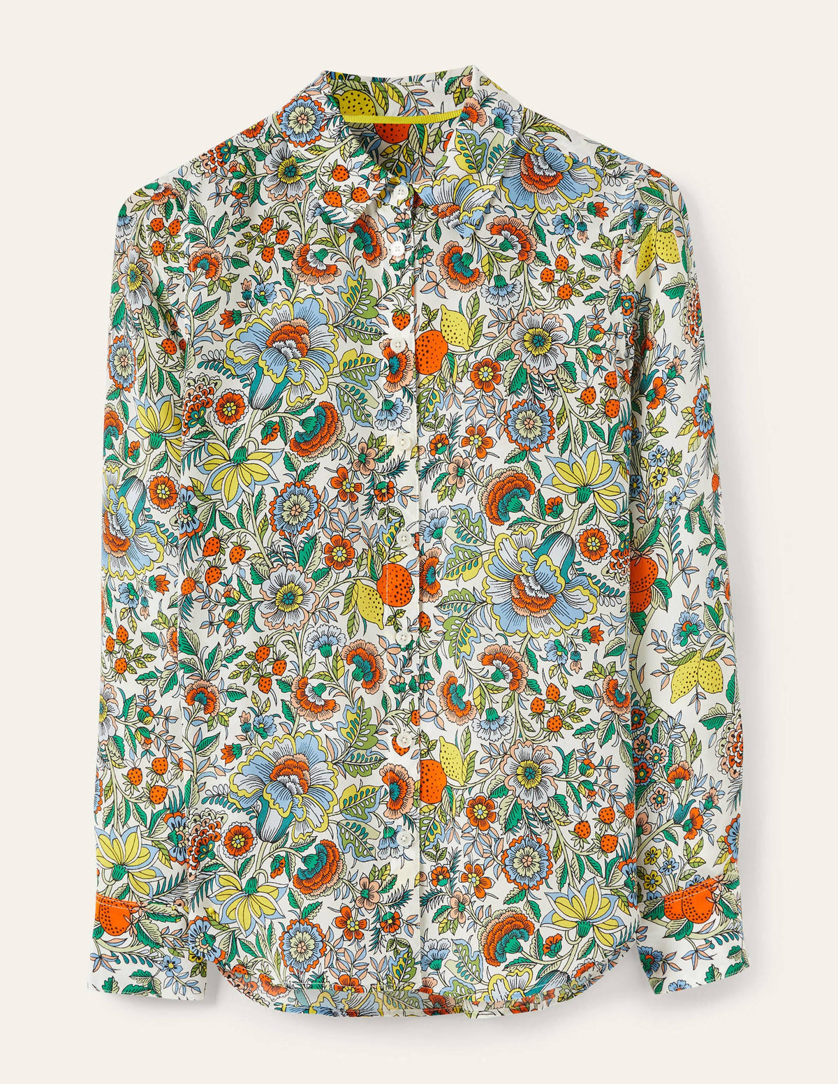 Silk Shirt-Ivory, Tropic Meadow-5