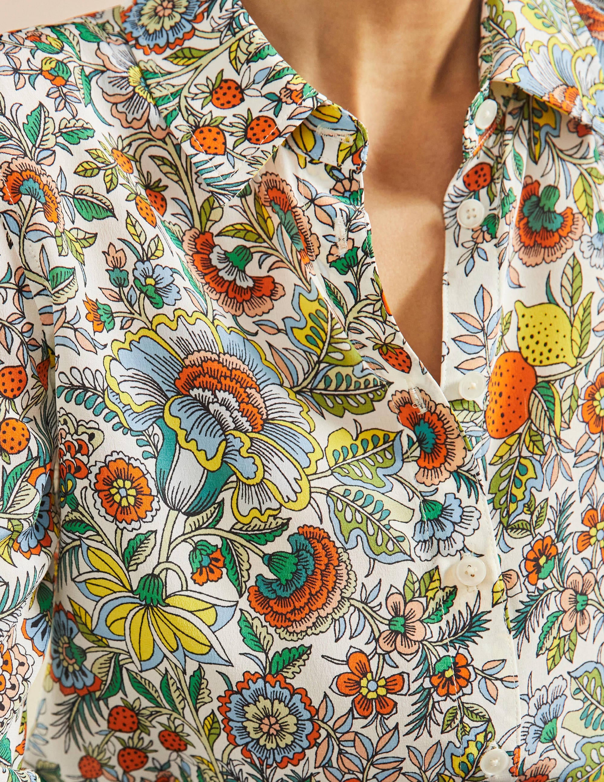 Silk Shirt-Ivory, Tropic Meadow - Image 2