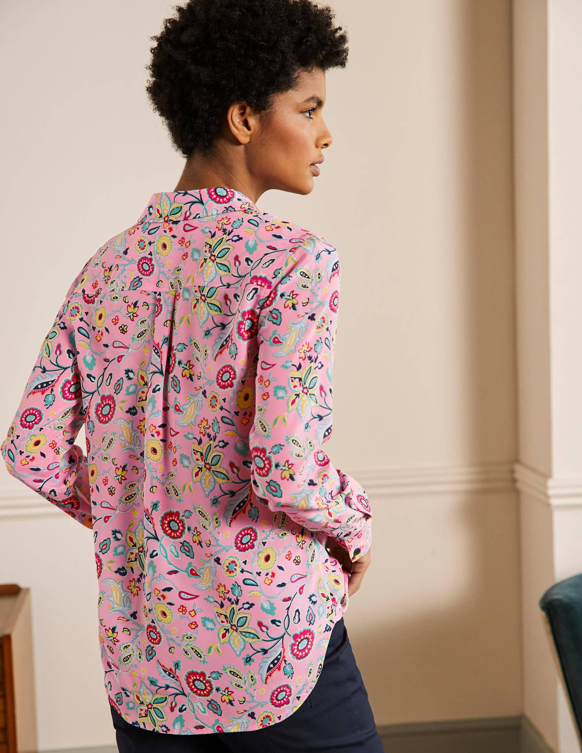 Silk Shirt-Sachet Pink, Opulent Paradise - Image 3