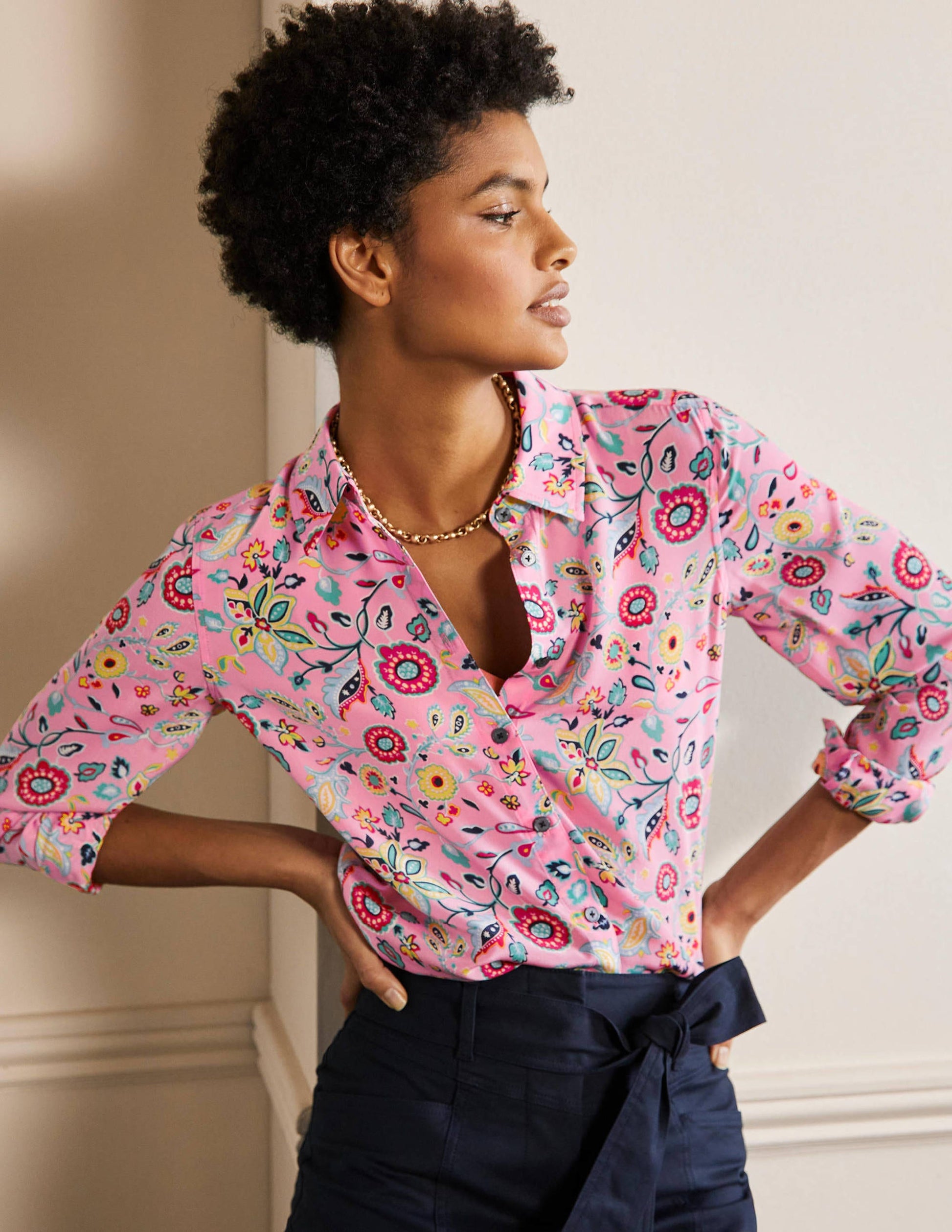 Silk Shirt-Sachet Pink, Opulent Paradise-4