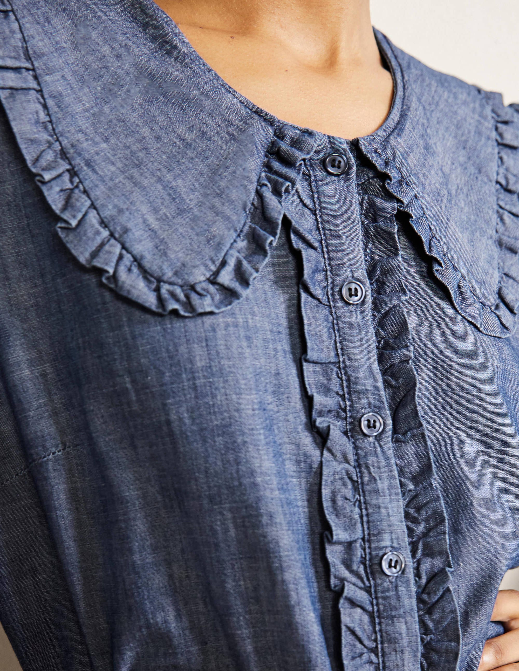 Statement Collar Shirt-Denim - Image 2