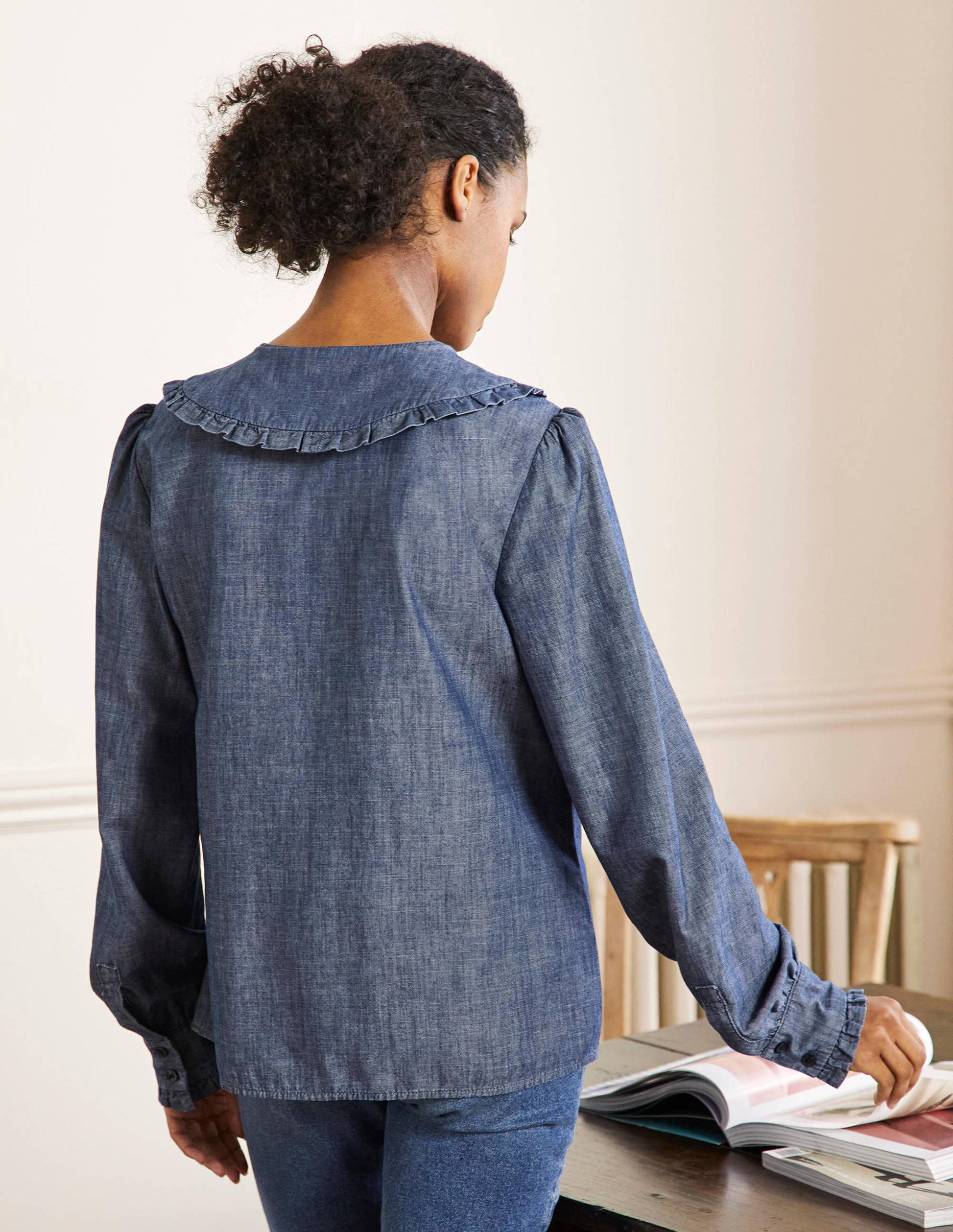 Statement Collar Shirt-Denim-3