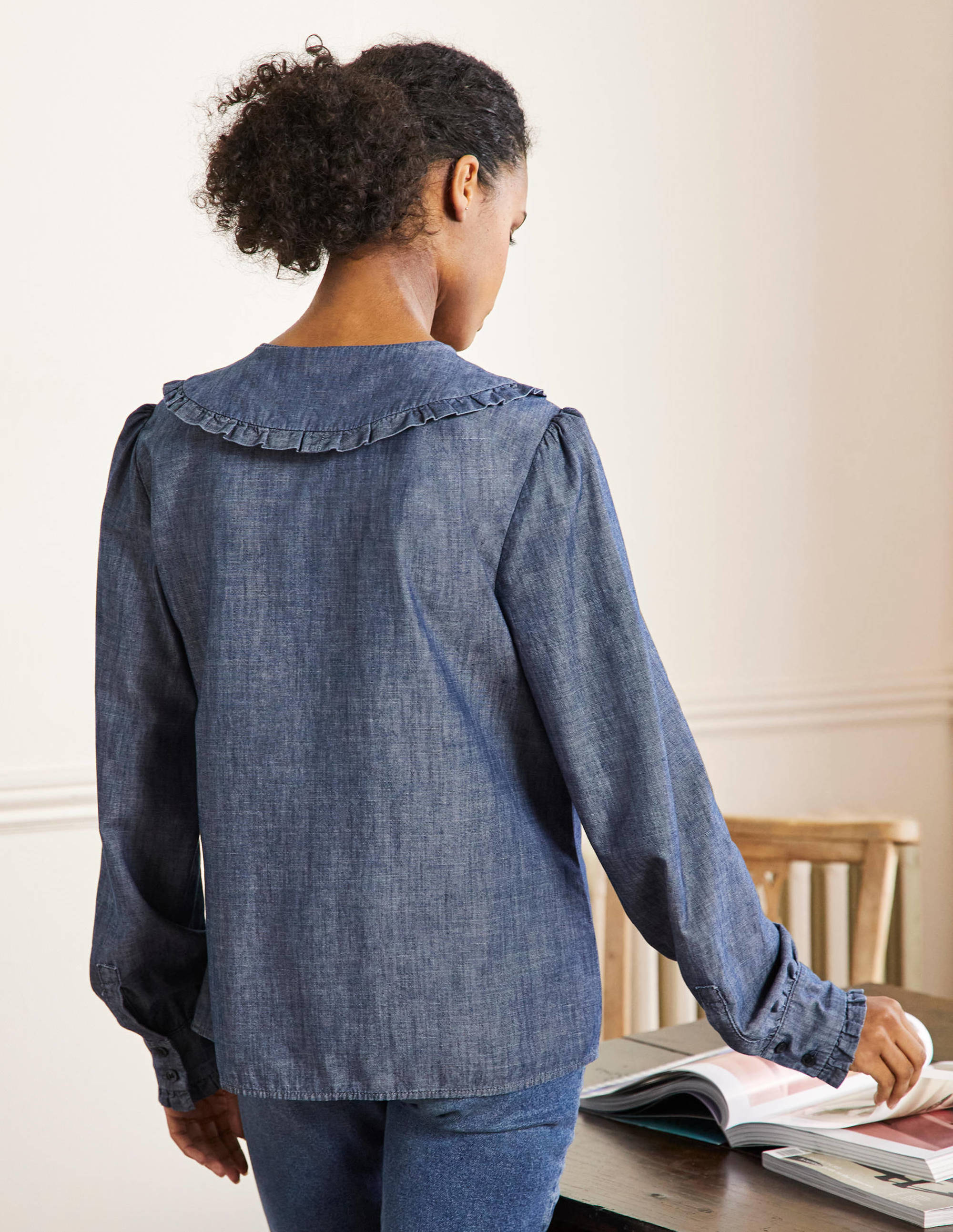 Statement Collar Shirt-Denim - Image 3