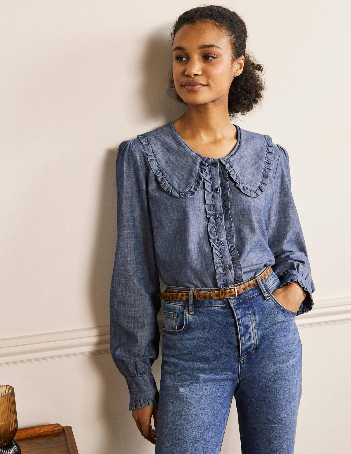 Statement Collar Shirt-Denim-4
