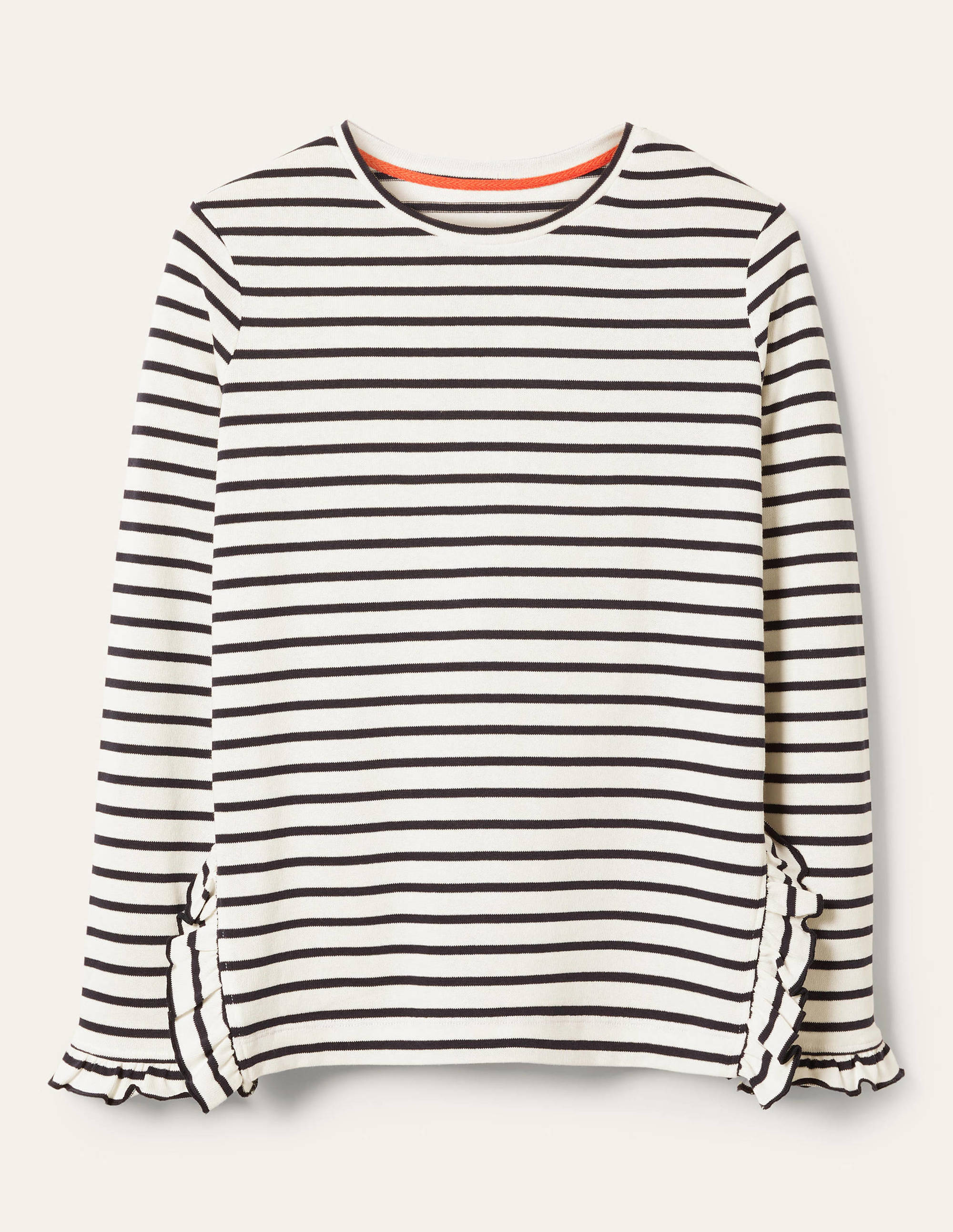 Frilled Side Split Jersey Top-Ivory / Navy Stripe - Image 5