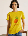Turn Up Cuff Cotton T-shirt-Pale Lemon, Pineapple