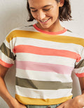 Turn Up Cuff Cotton T-shirt-Formica Pink, Hot Coral Multi