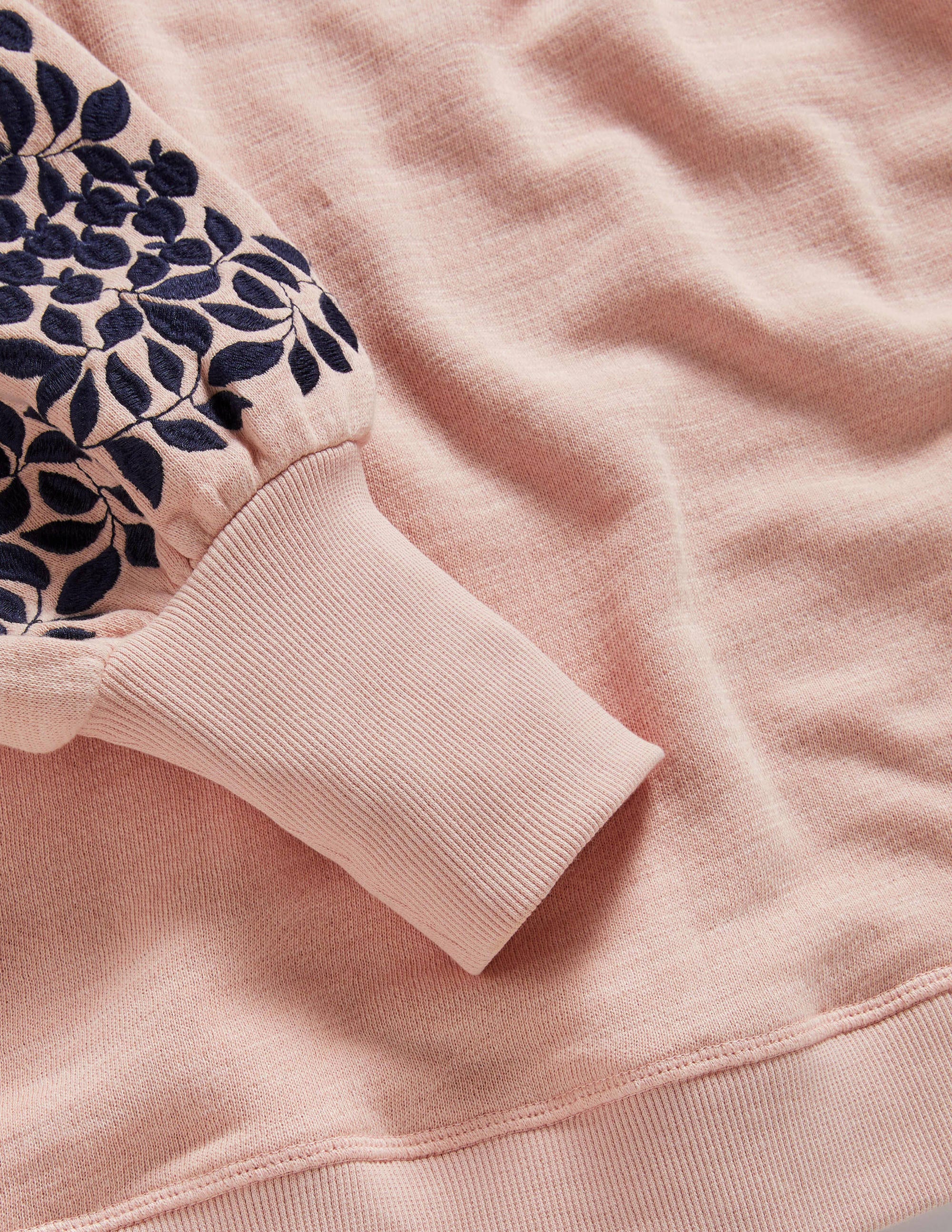 Embroidered Blouson Sweatshirt-Milkshake, Navy Embroidery - Image 6