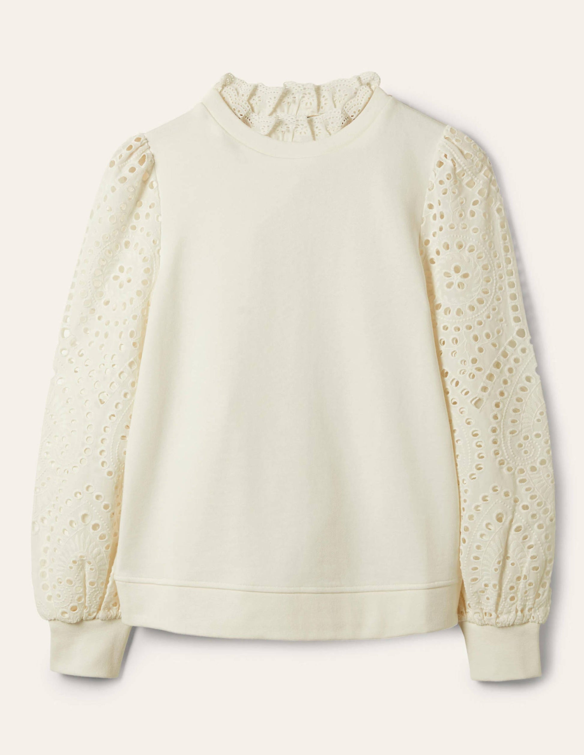 Broderie Blouson Sweatshirt-Ivory-5