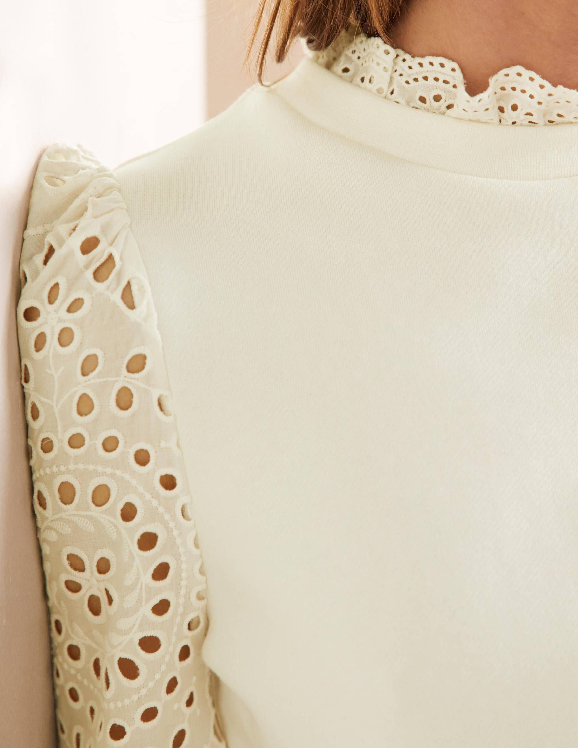 Broderie Blouson Sweatshirt-Ivory - Image 2