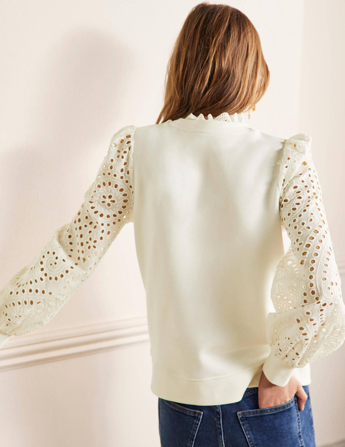 Broderie Blouson Sweatshirt-Ivory-3