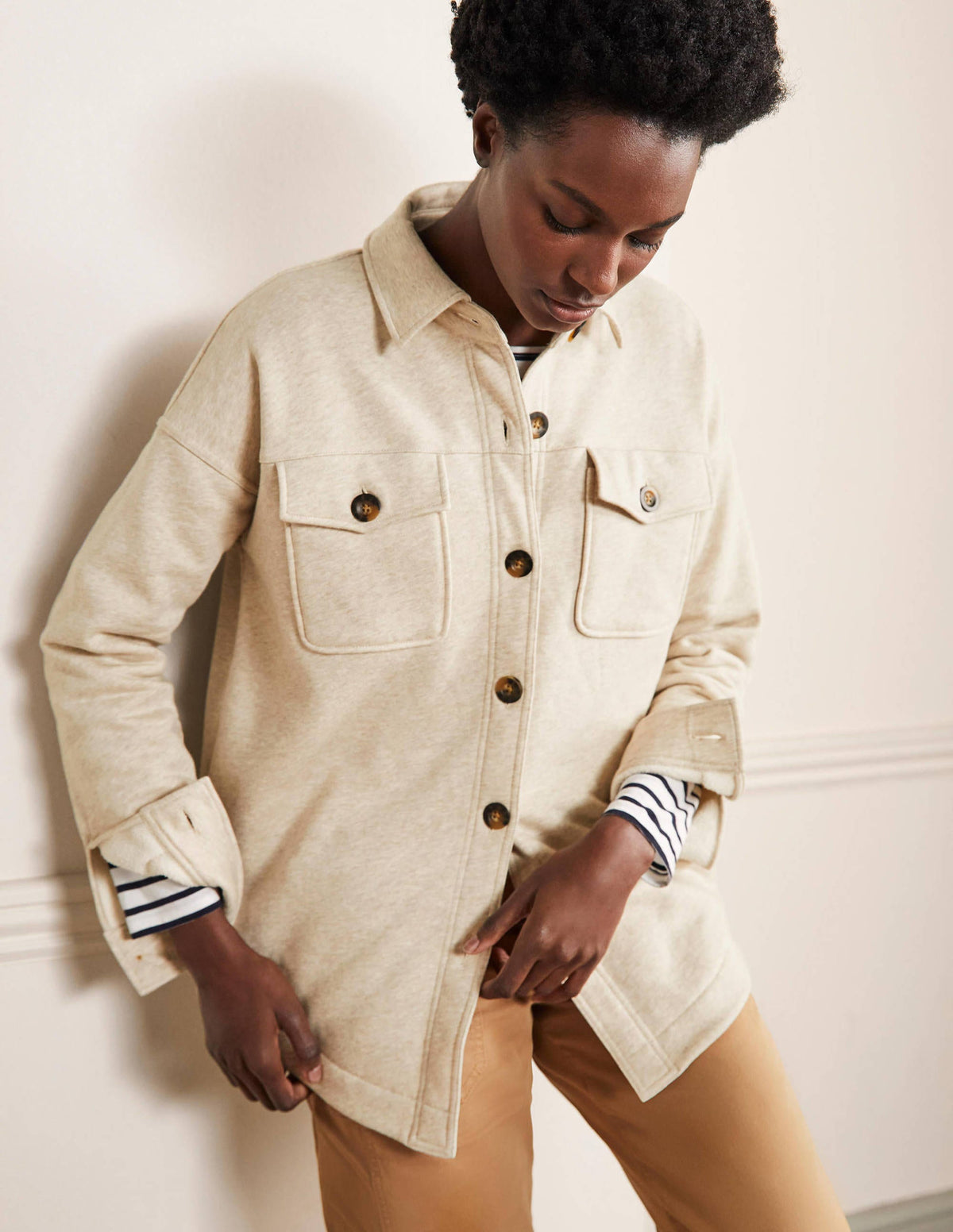 Jersey Shacket-Oatmeal Marl - Image 4