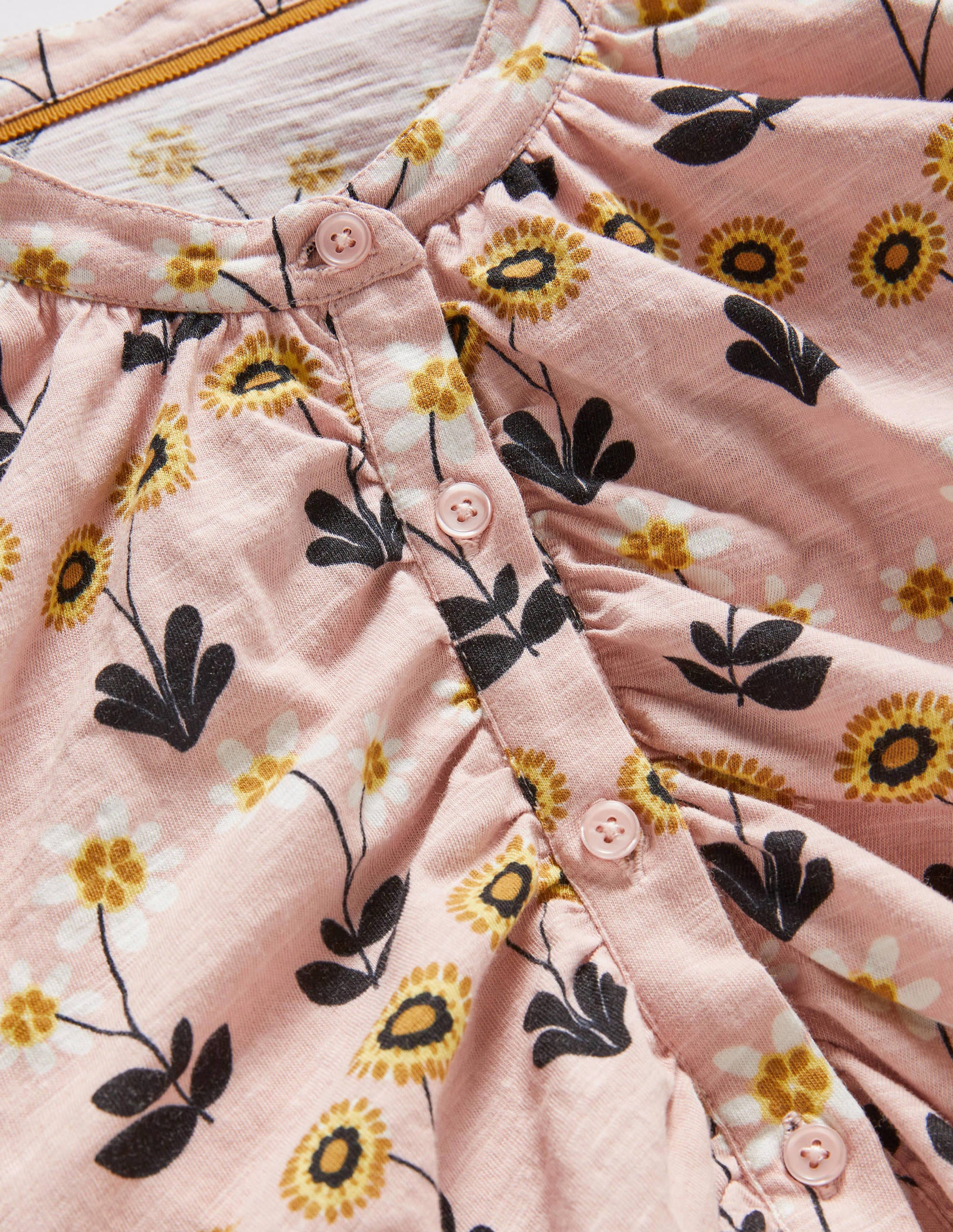 Ruffle Front Jersey Shirt-Milkshake, Delicate Daisy - Image 6