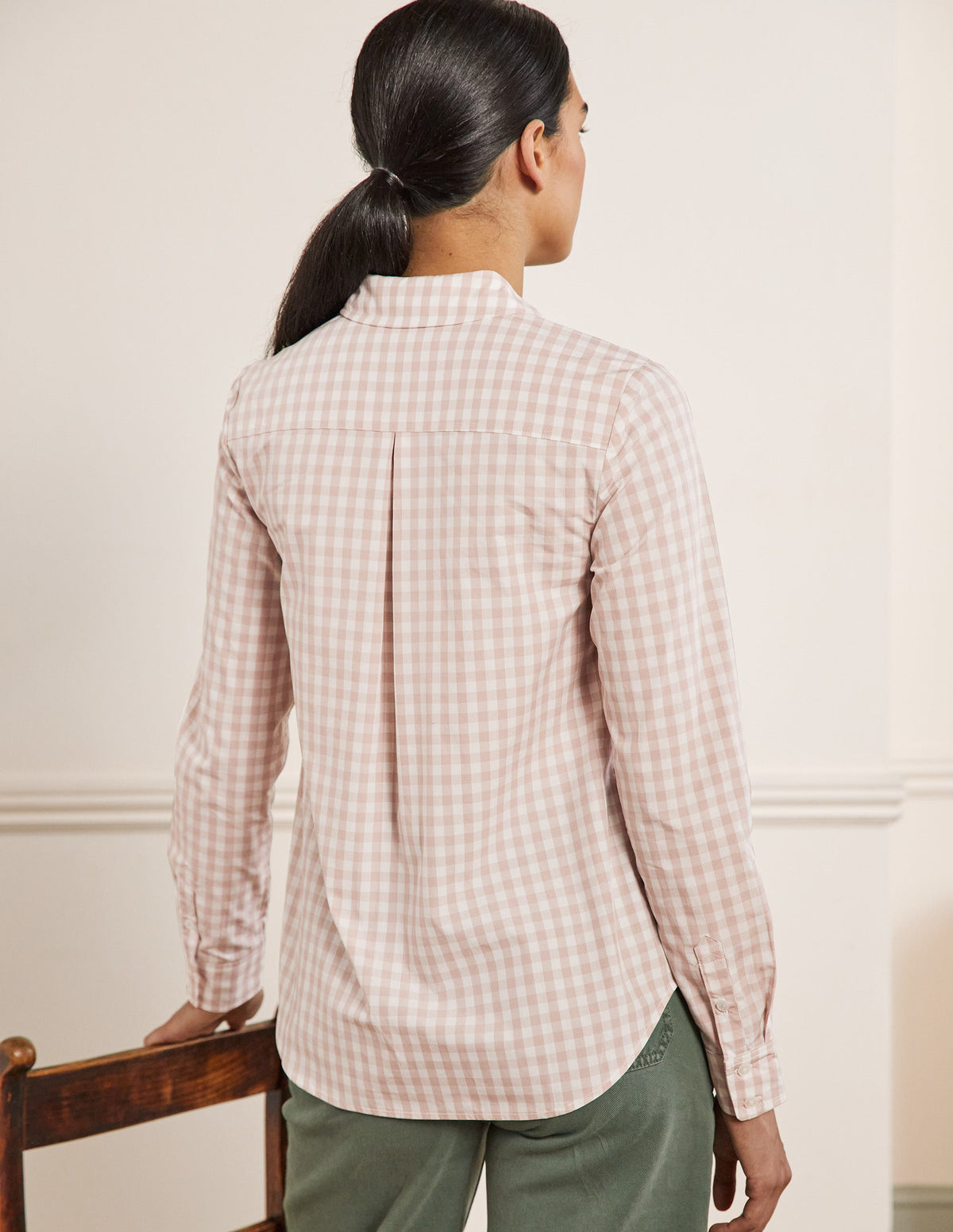 Classic Cotton Shirt-Pink Gingham - Image 3