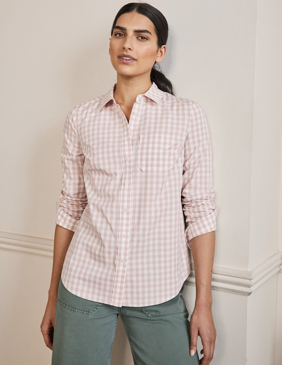 Classic Cotton Shirt-Pink Gingham-5