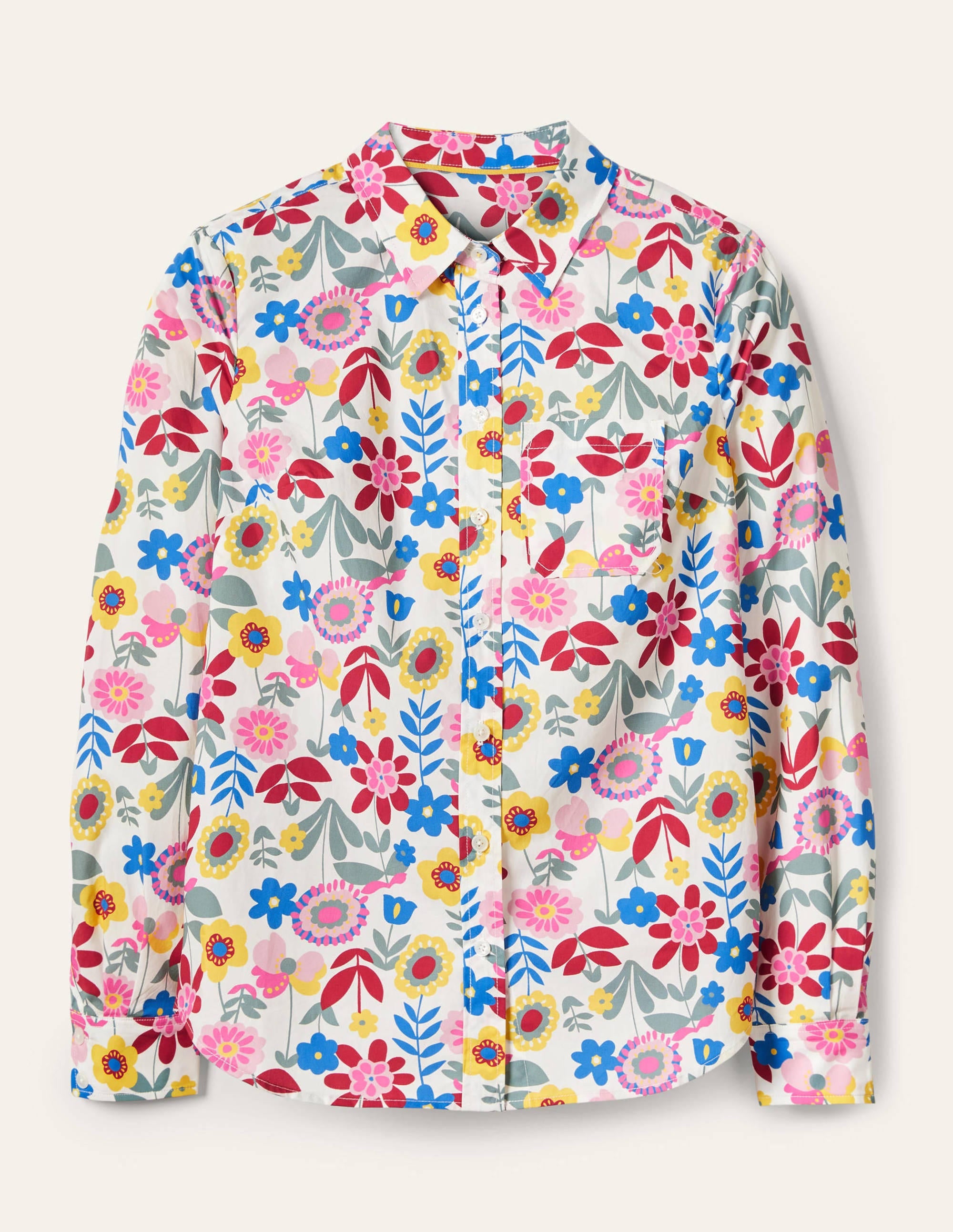 Classic Cotton Shirt-Ivory, Flora Bloom - Image 5
