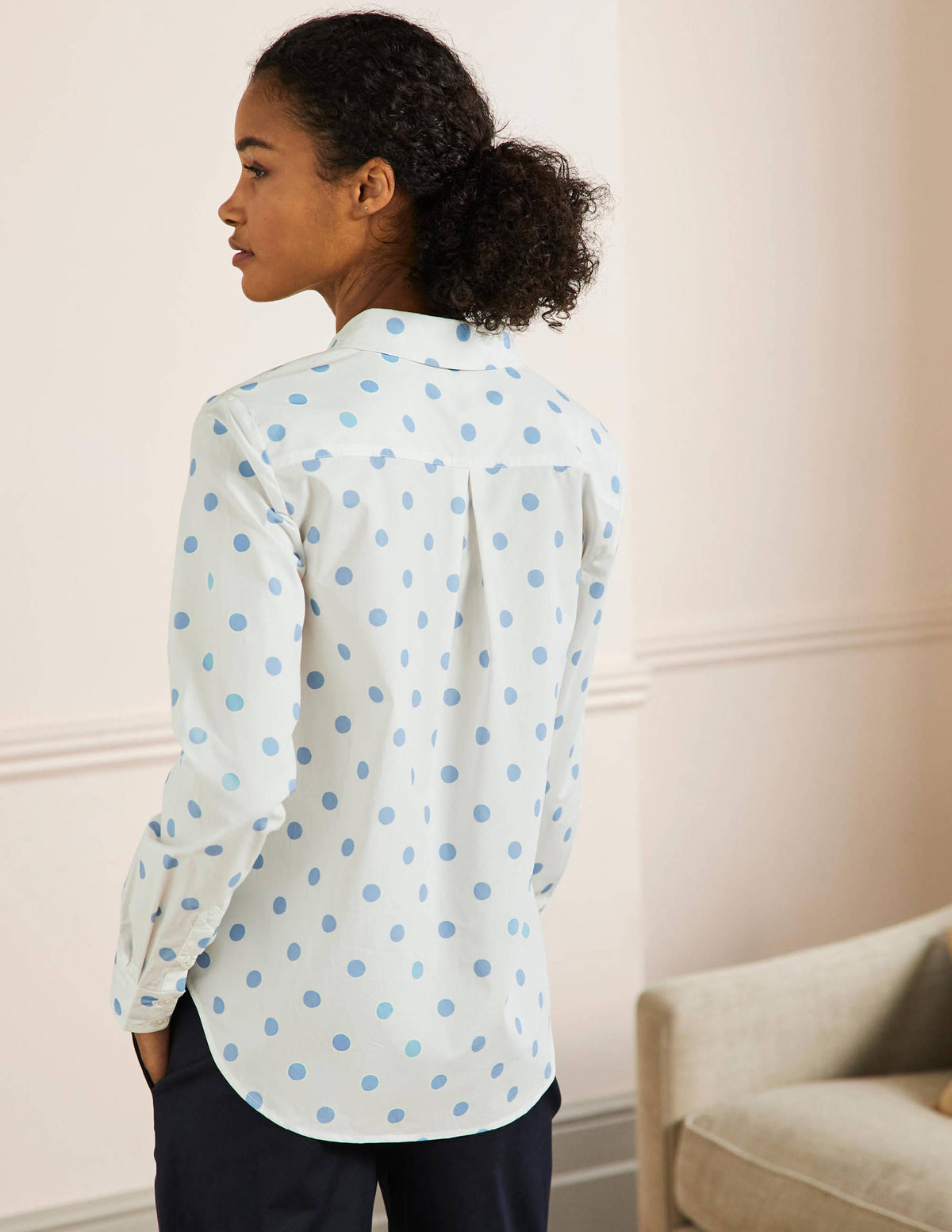 Classic Cotton Shirt-Dusky Blue Spot-3