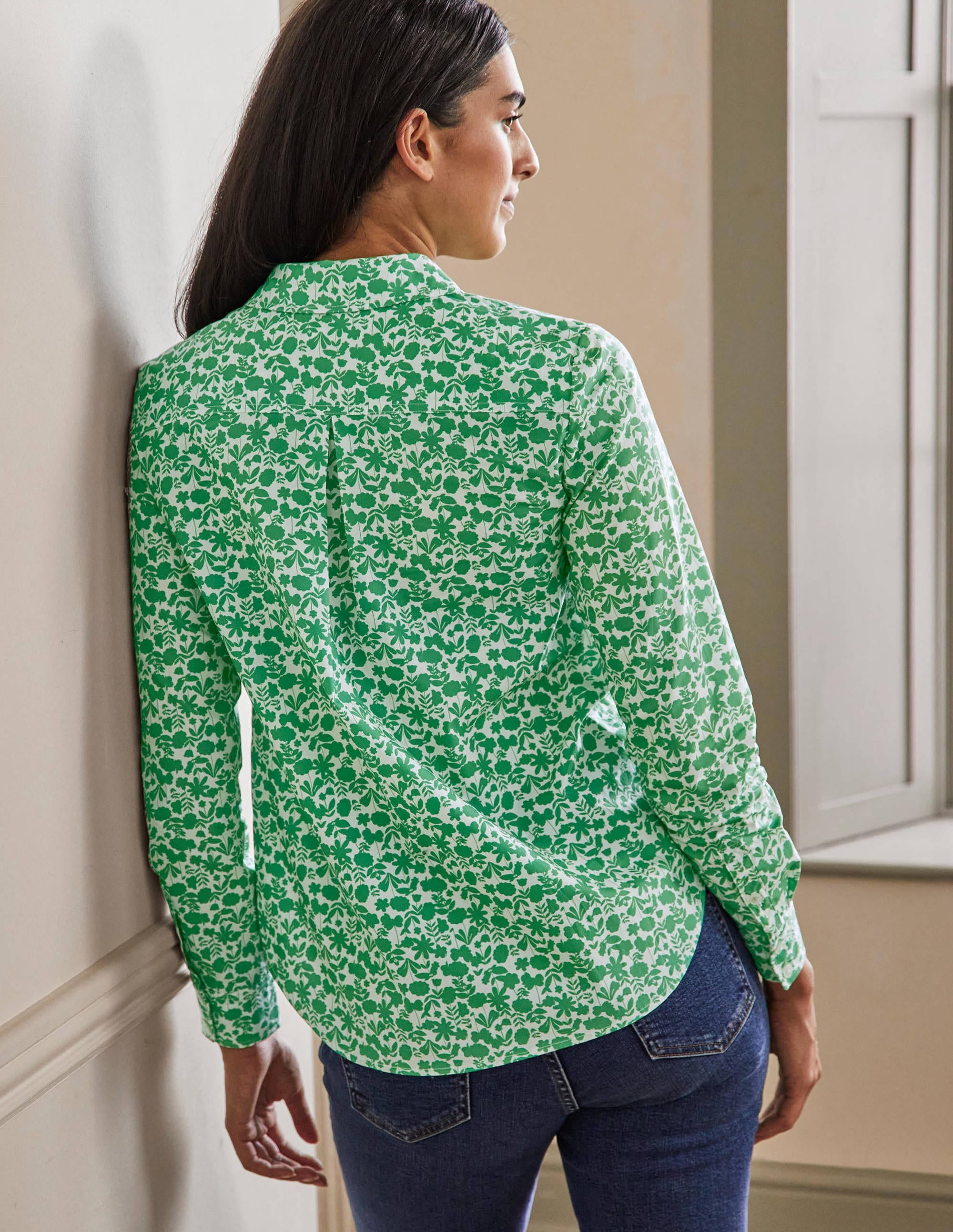 Classic Cotton Shirt-English Ivy, Flora Bloom - Image 3