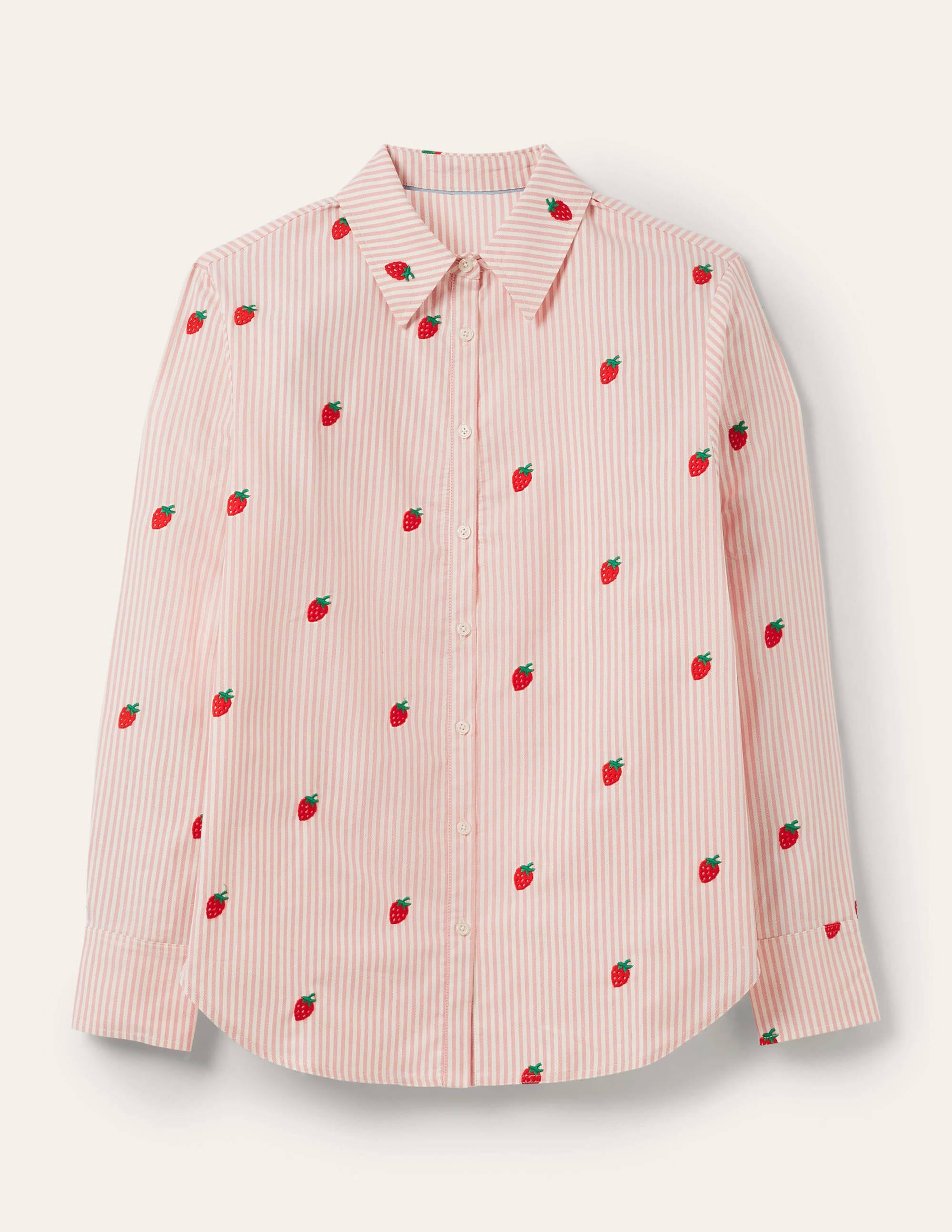Relaxed Cotton Shirt-Mauve Stripe, Strawberry - Image 5