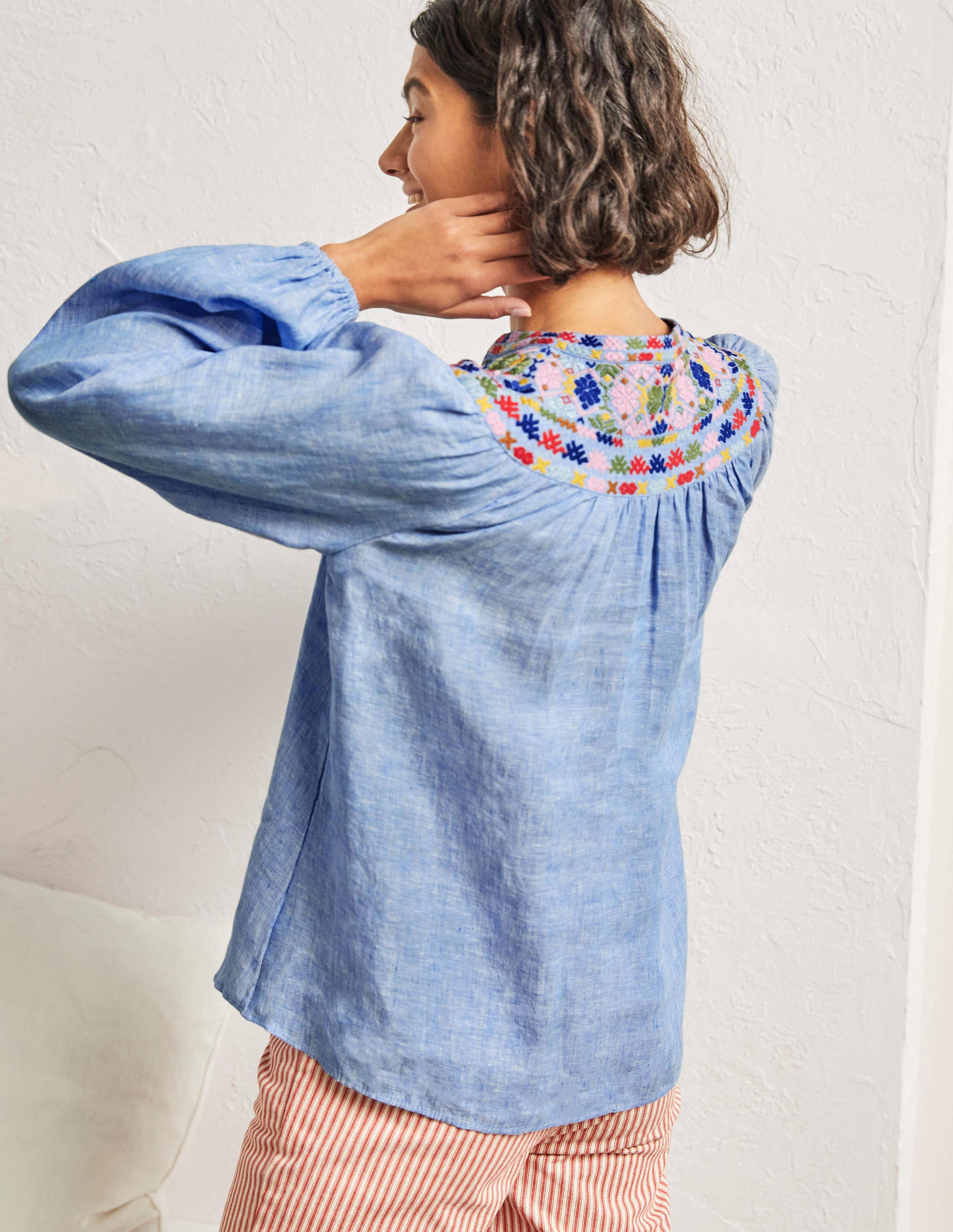 Embroidered Top-Chambray - Image 3