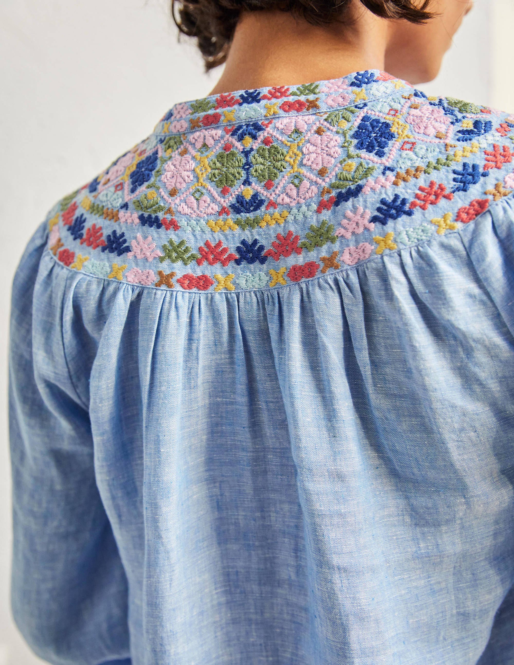 Embroidered Top-Chambray - Image 4